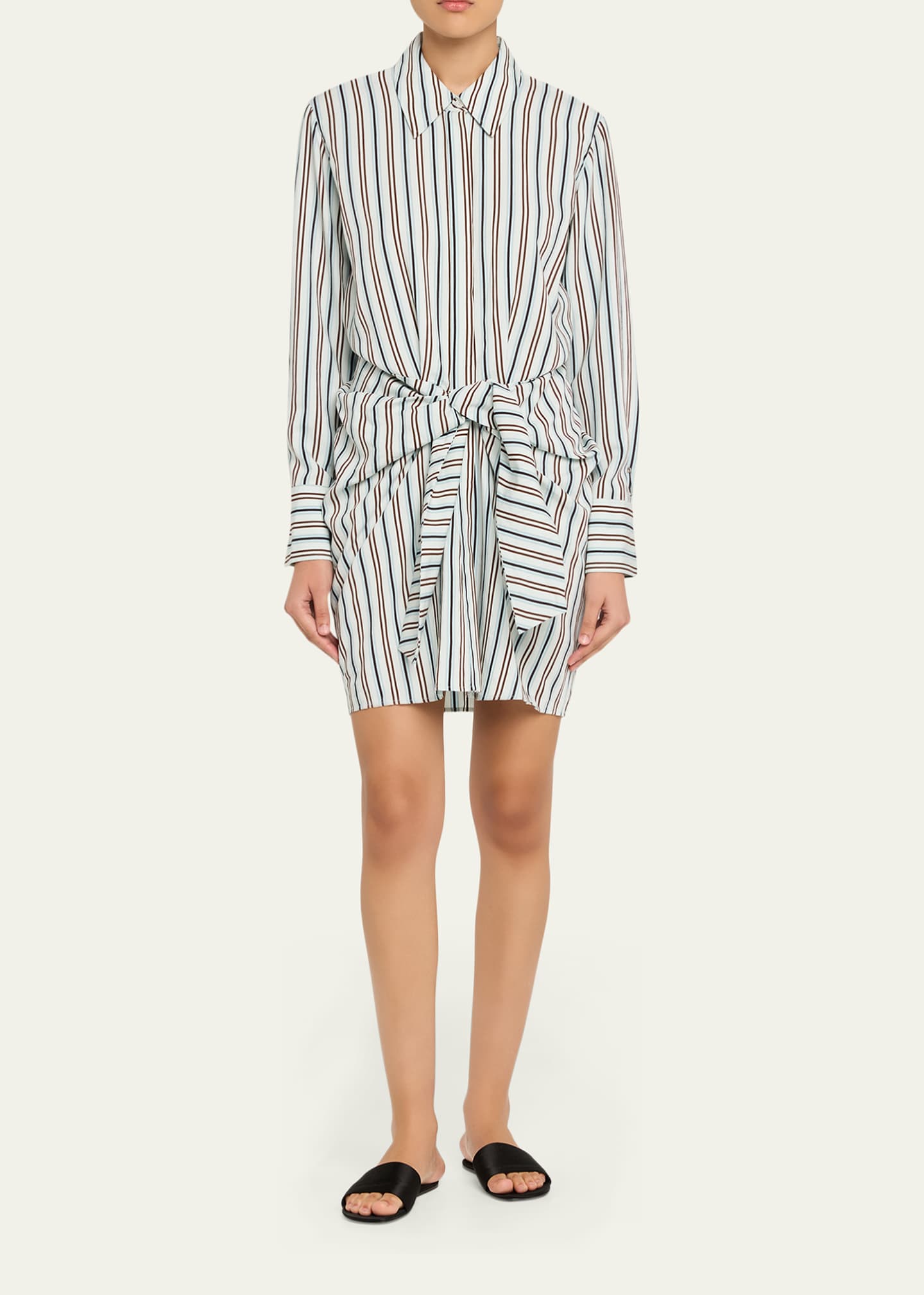 alc shirt dress A.L.C. Mila Striped Midi Shirtdress in Night Blue/Mint, Size 12