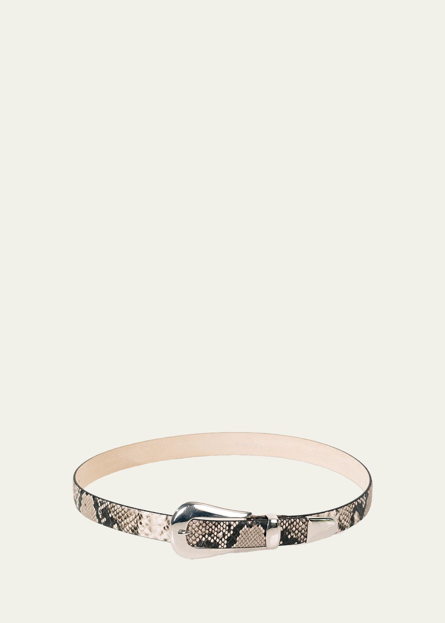 NEW DEHANCHE women\'s colette belt in choco/silver Dehanche Colette Snake-Embossed Leather Belt - Bergdorf Goodman main image 3