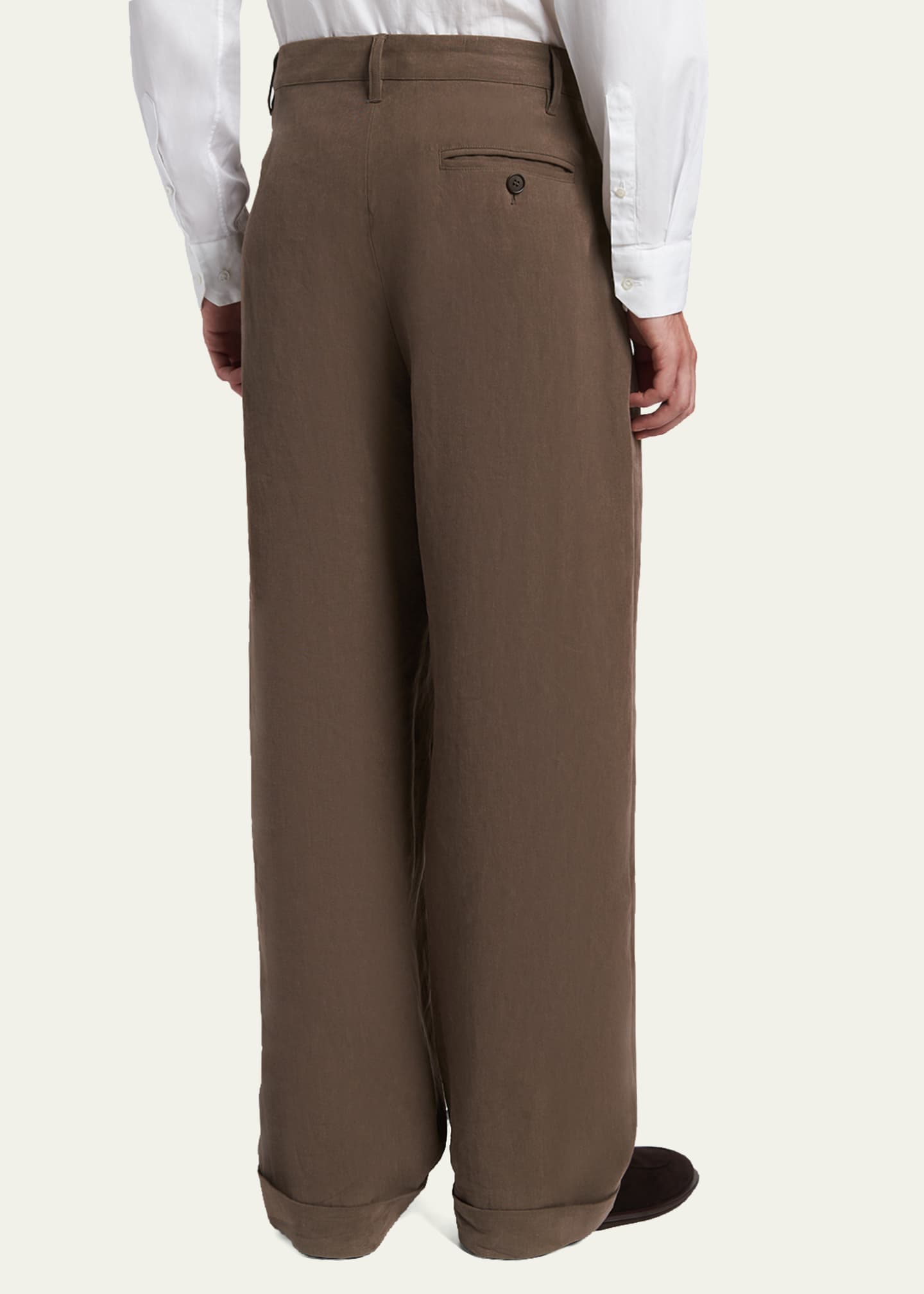 Giorgio Armani Men's Hemp Pleated Wide-Leg Pants - Bergdorf Goodman