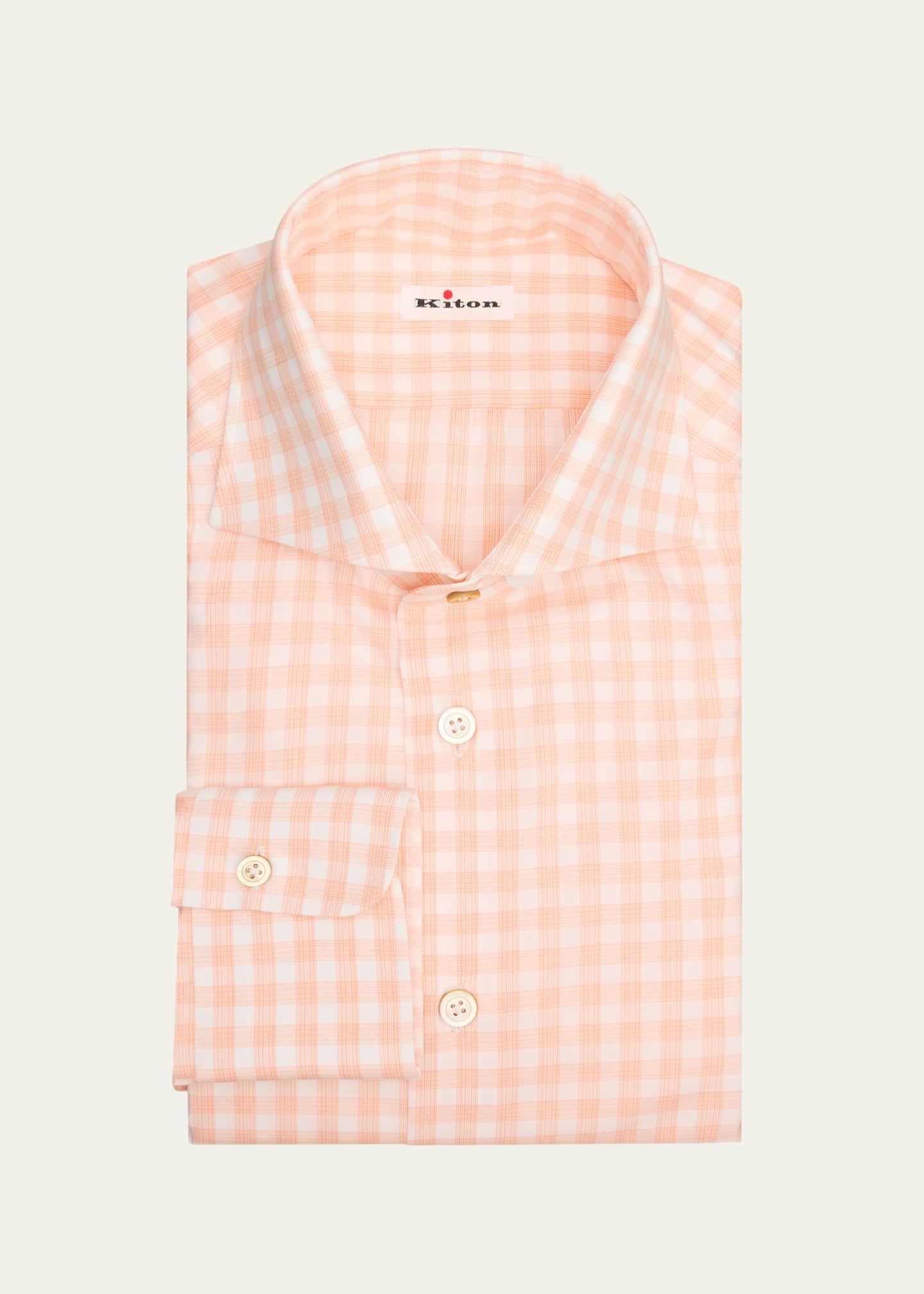 mother of pearl buttons dress shirt Kiton Men's Tonal Check Cotton Dress Shirt with Mother-of-Pearl Buttons