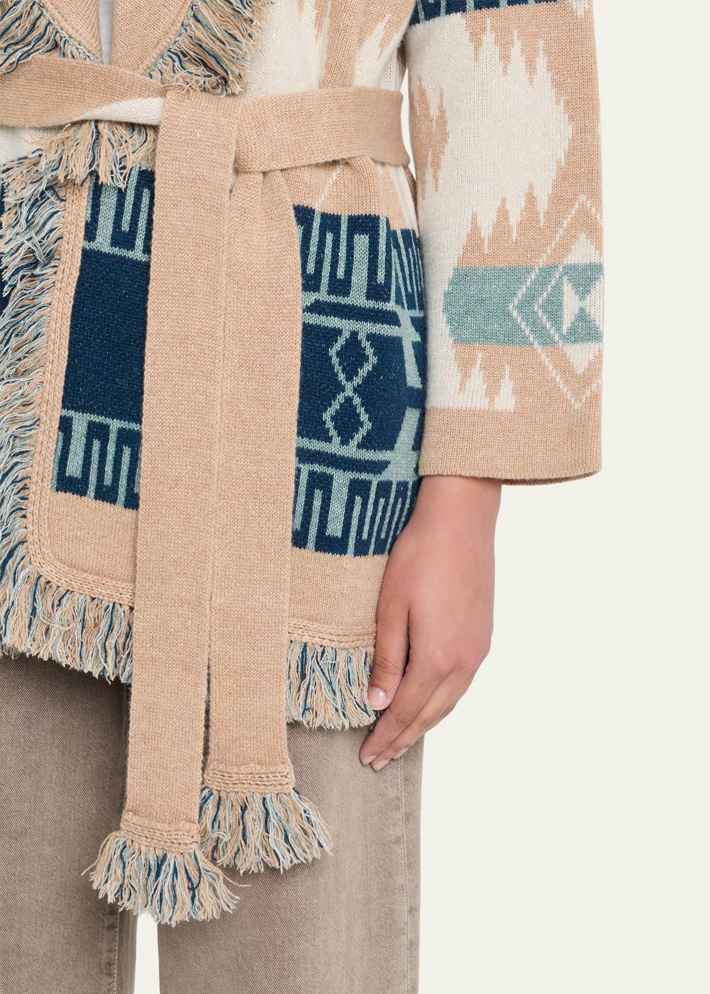 Alanui Icon Jacquard Fringed Wrap Cardigan - Bergdorf Goodman