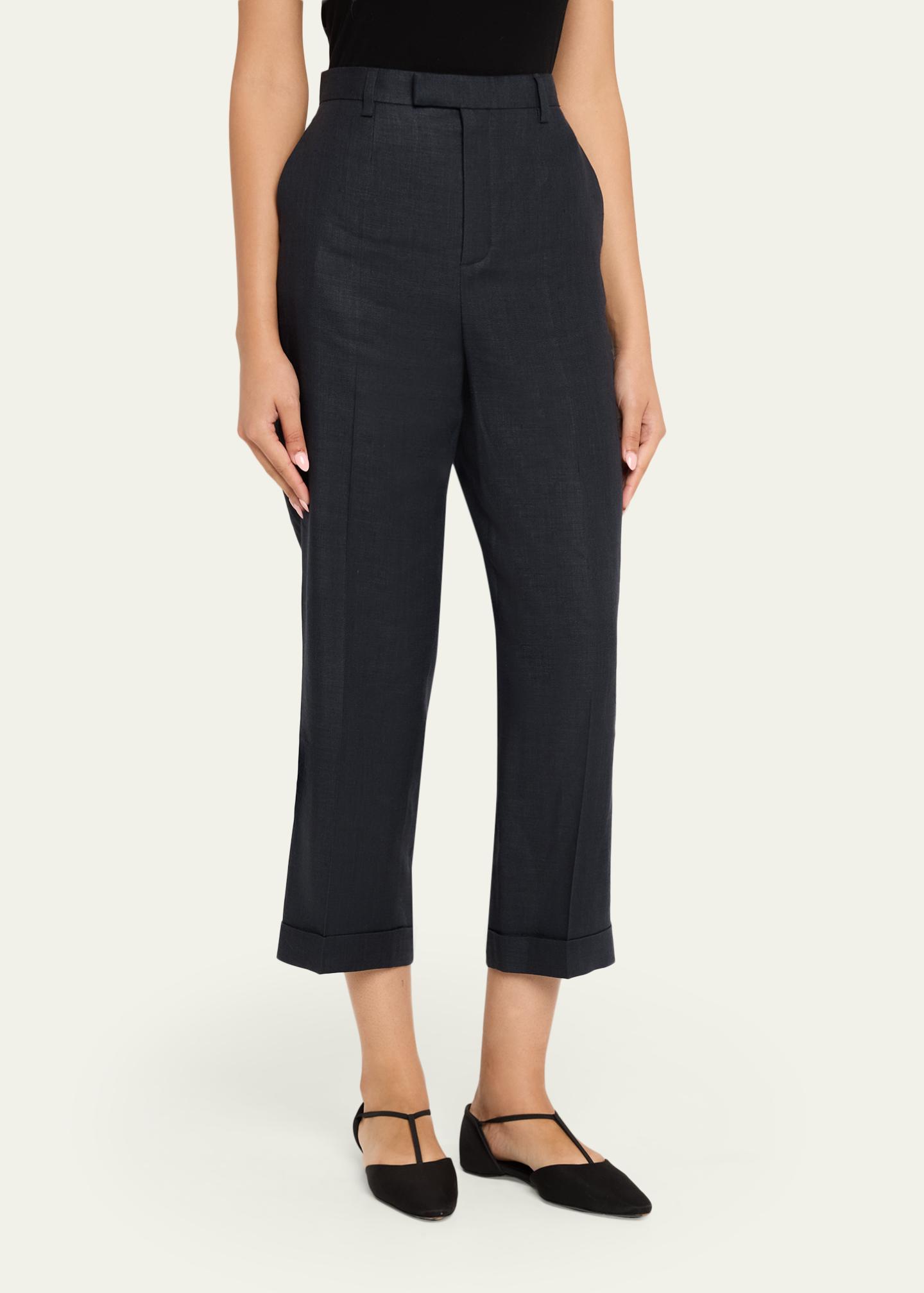 Loro Piana Louis Linen-Wool Cropped Trousers - Bergdorf Goodman