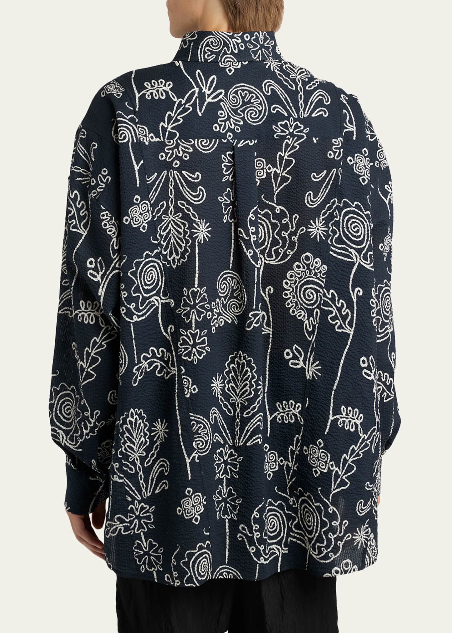 Giorgio Armani Men's Textured Cotton Linework Button-Down Shirt