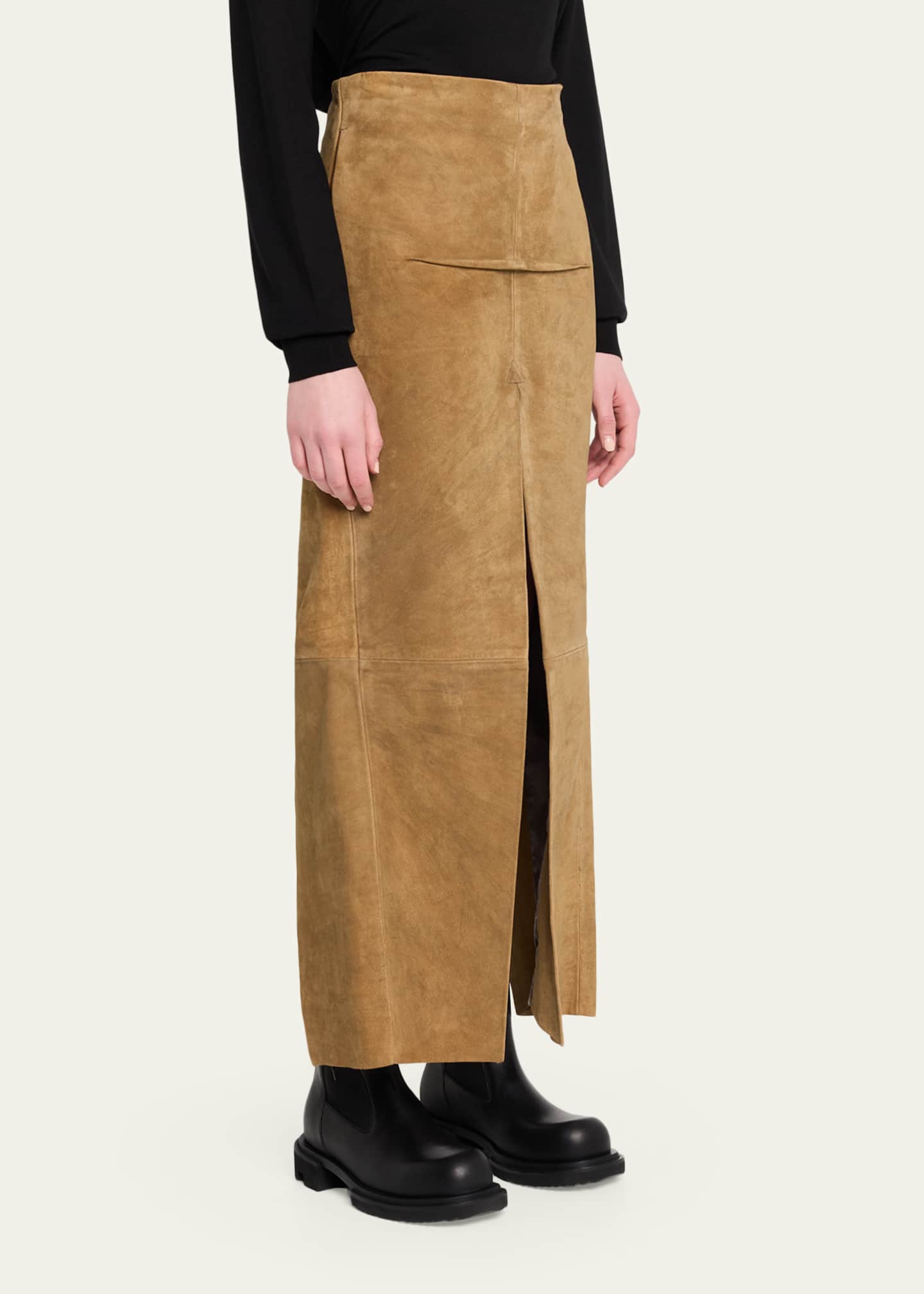 Rick Owens Sliced Suede Maxi Skirt - Bergdorf Goodman