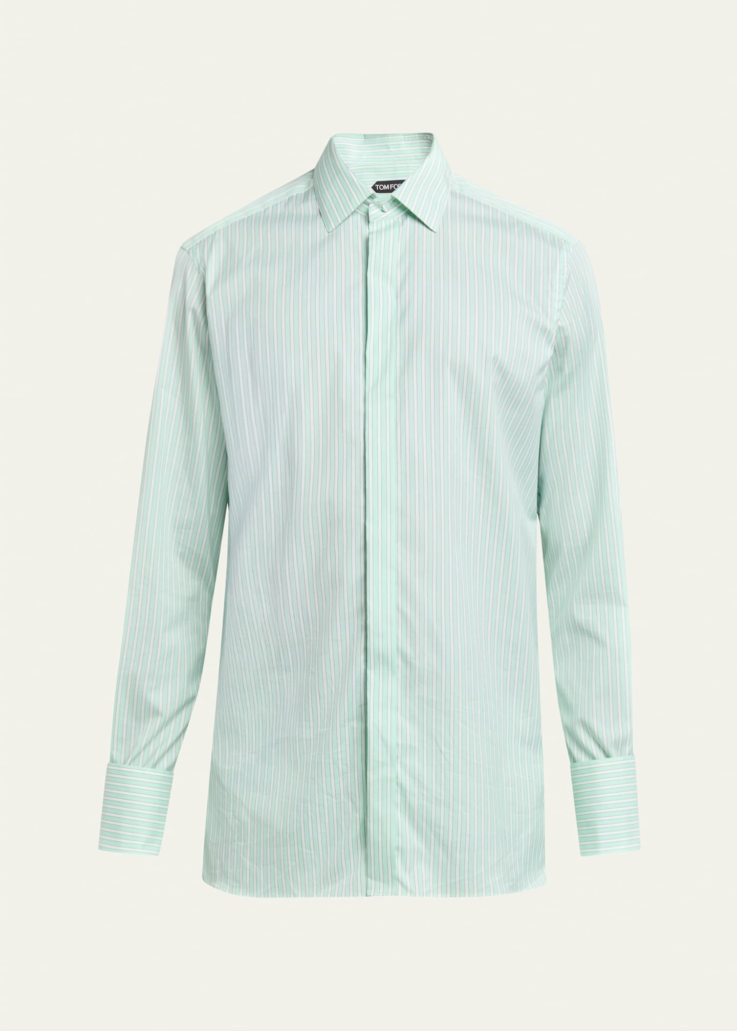 green french cuff dress shirt GARRICK ANDERSON Size S Green White Stripe Cotton French Cuff Long Sle –  Sui Generis Designer Consignment