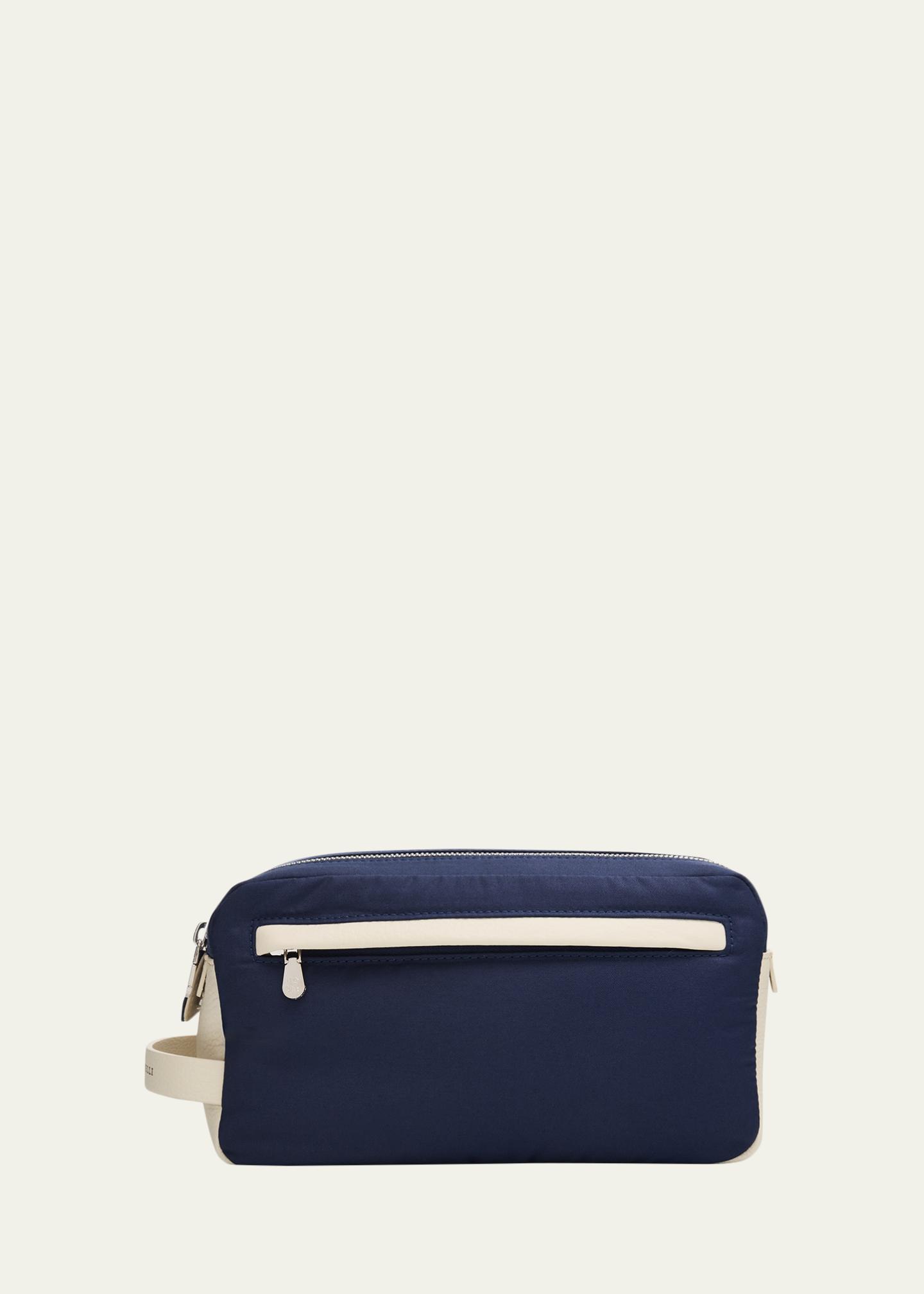 Brunello Cucinelli Men's Leather Double-Zip Toiletry Bag