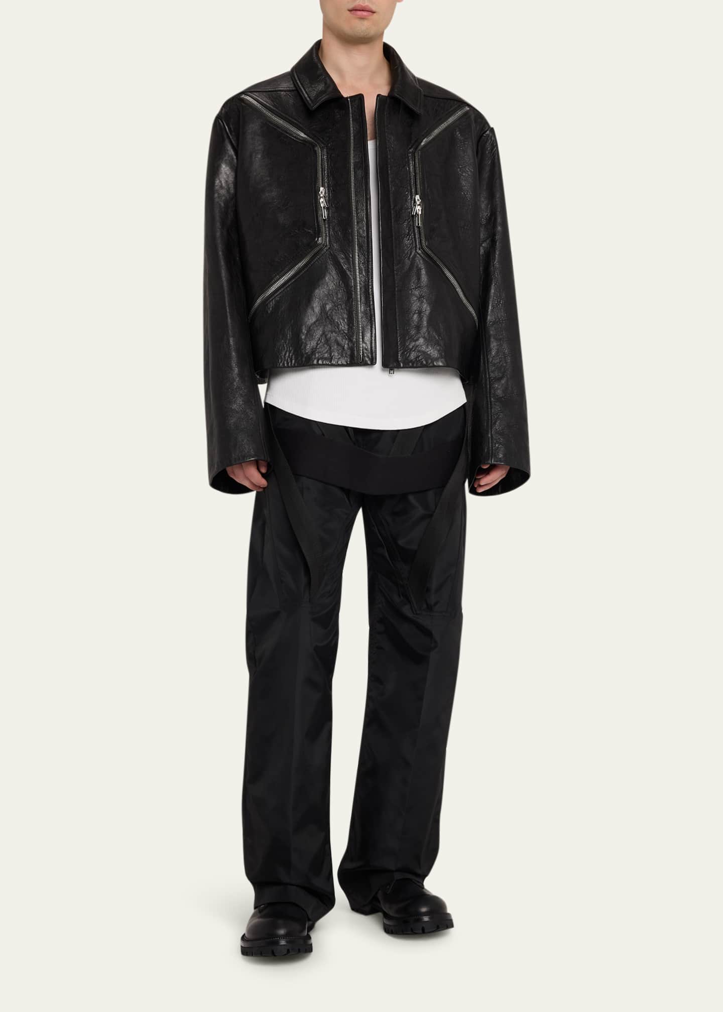 Rick Owens Men's Textured-Leather Biker Jacket - Bergdorf Goodman