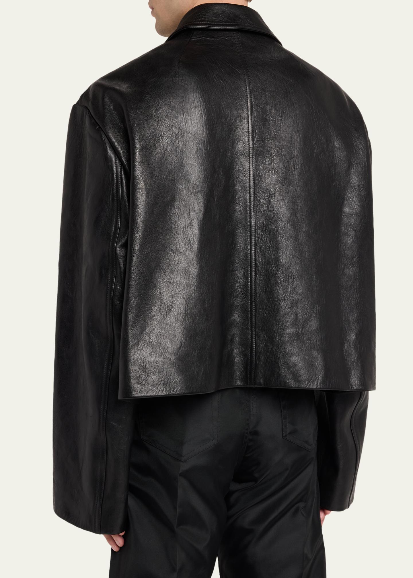Rick Owens Men's Textured-Leather Biker Jacket - Bergdorf Goodman