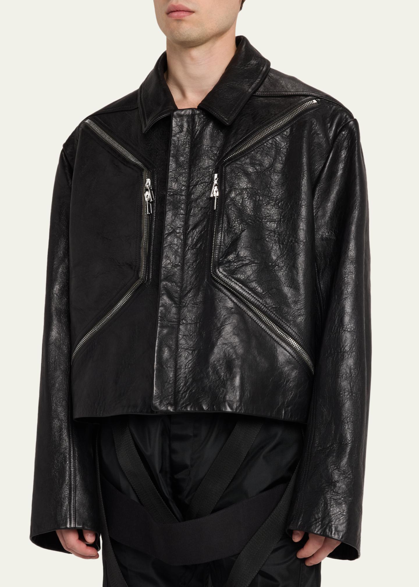 Rick Owens Men's Textured-Leather Biker Jacket - Bergdorf Goodman