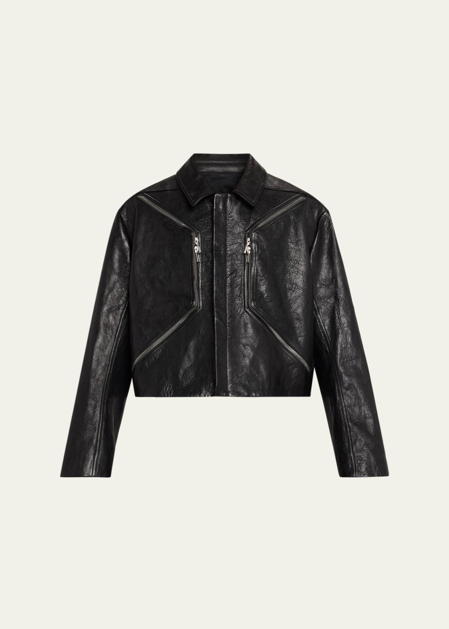 ジャケット・アウター Rick Owens 13FW Leather Riders Jacket 42 Rick Owens Men's Textured-Leather Biker Jacket - Bergdorf Goodman