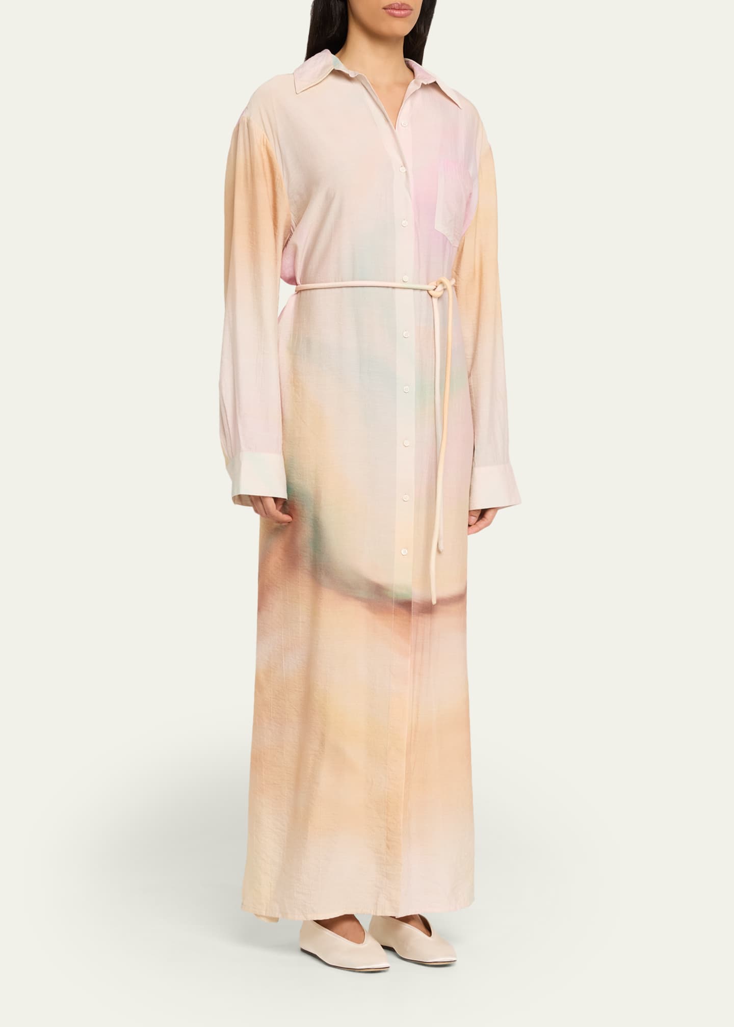 tie dye dress long sleve Silk Sleeve Wrap Lightweight viscose stretch Womens Chiffon Floor Length Dress