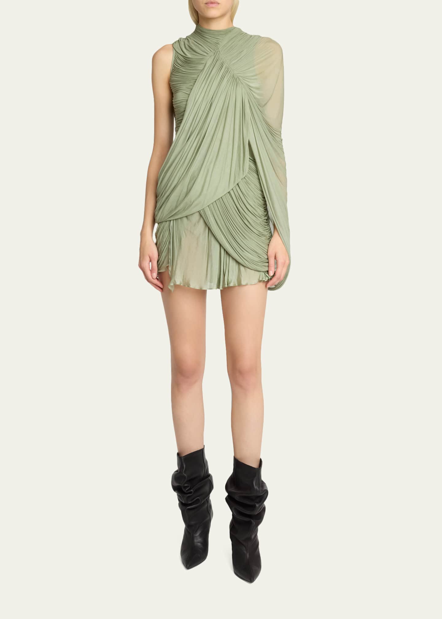 balmain one shoulder dress Smooth leather one-shoulder dress
