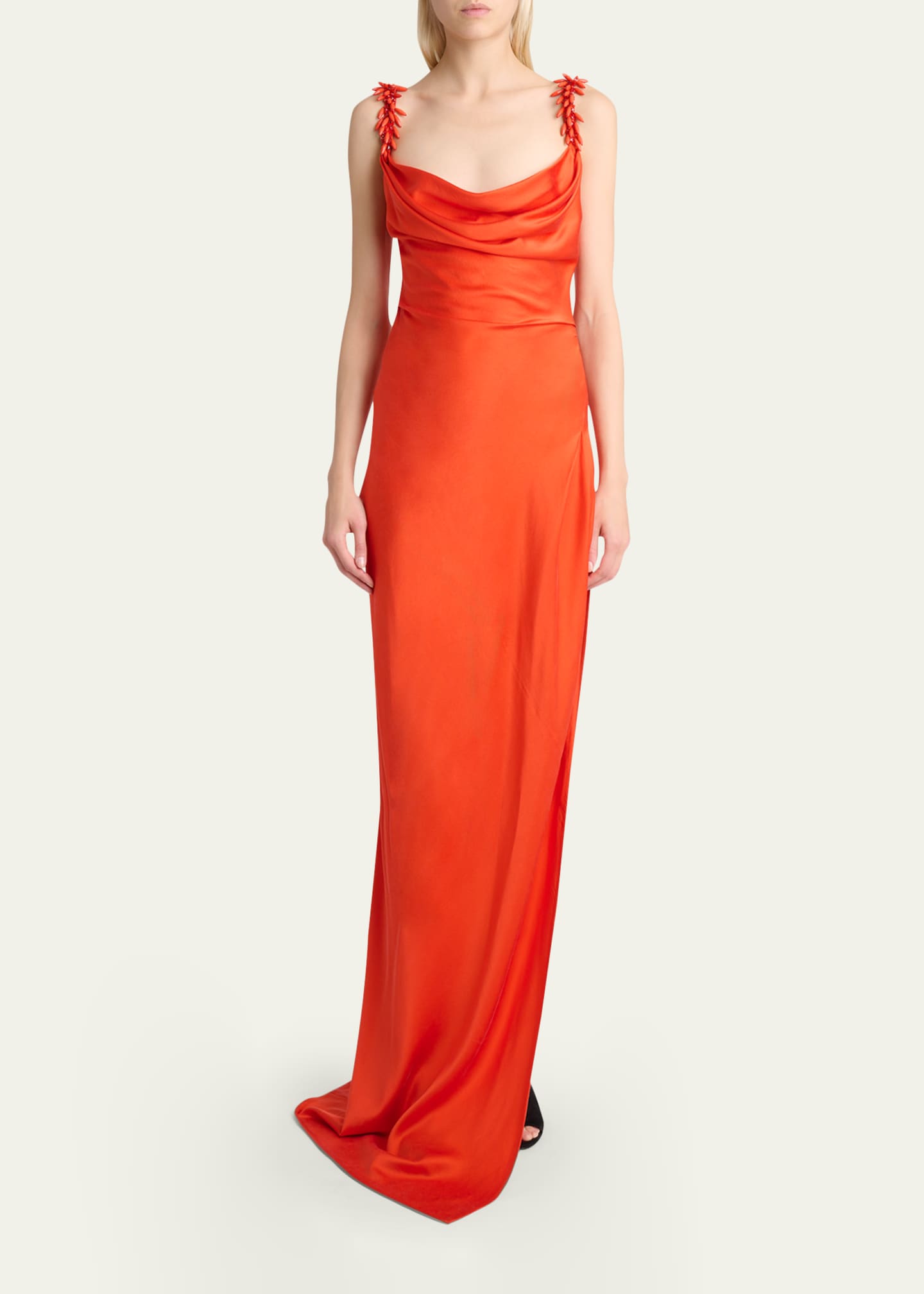 Balmain Embroidered Strap Silk Column Dress, Rouge, Women's, 8, Cocktail & Party Wedding Guest Dresses Satin & Silk Dresses