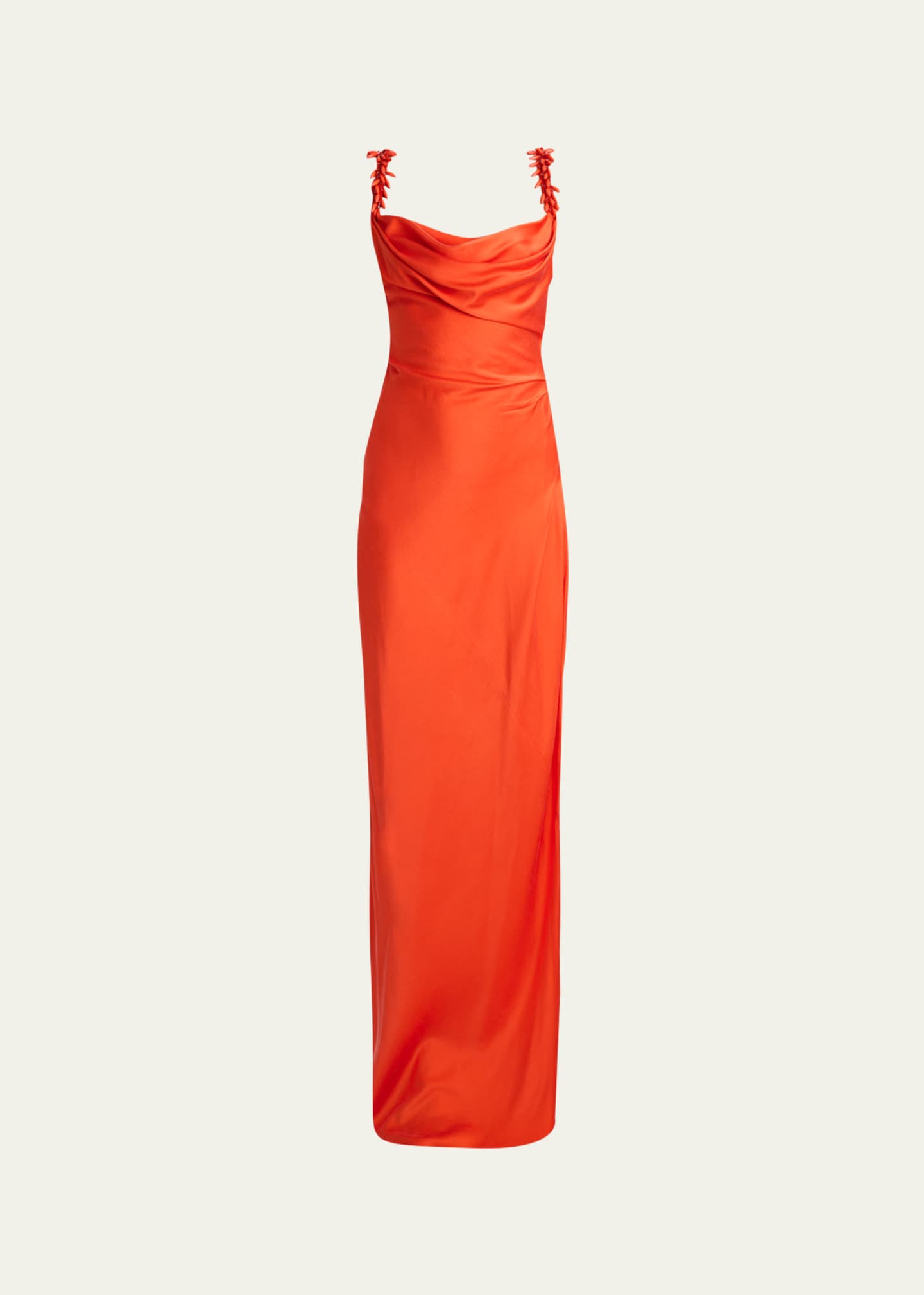 Balmain Embroidered Strap Silk Column Dress, Rouge, Women's, 8, Cocktail & Party Wedding Guest Dresses Satin & Silk Dresses