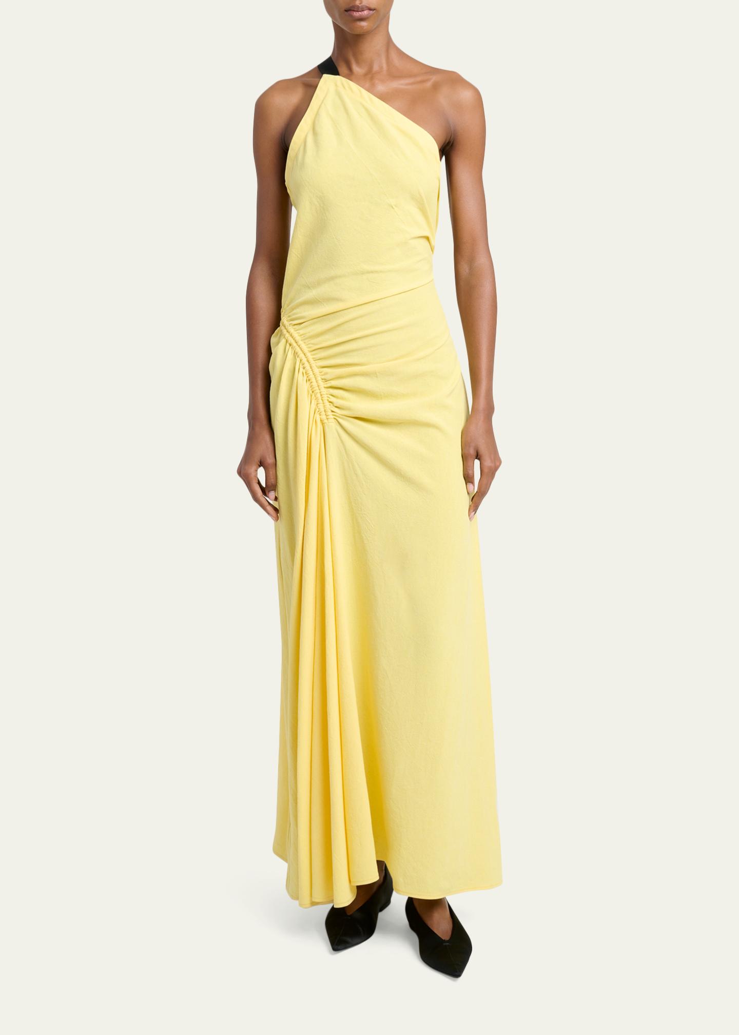 proenza schouler dress gold Women's Sirena Ruched One-Shoulder Gown - Yellow New In Collection