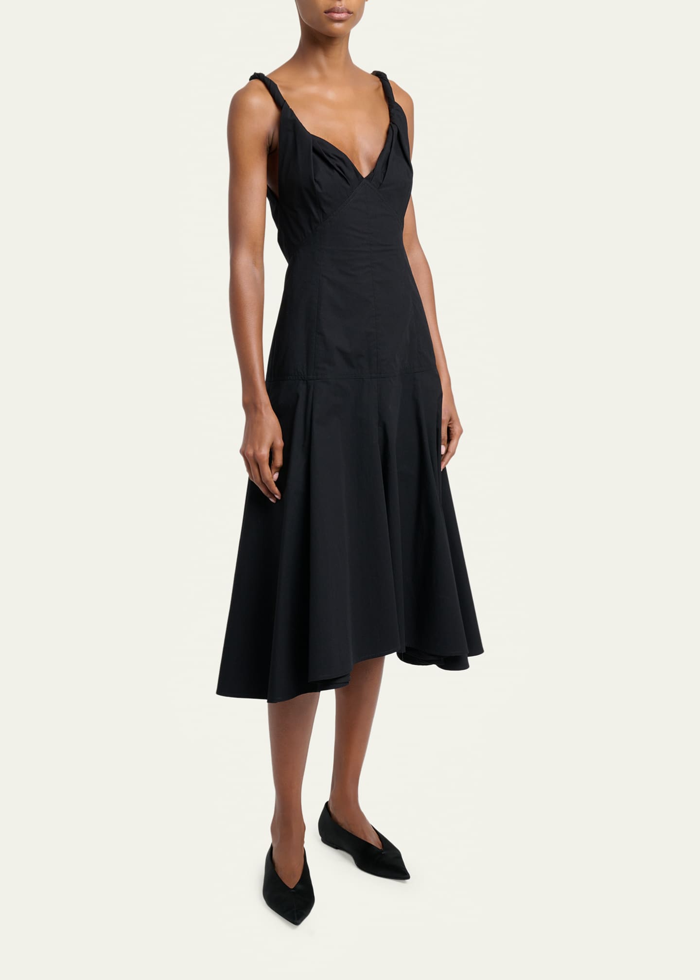 Proenza Schouler Leo Sleeveless Flared Cotton Midi Dress