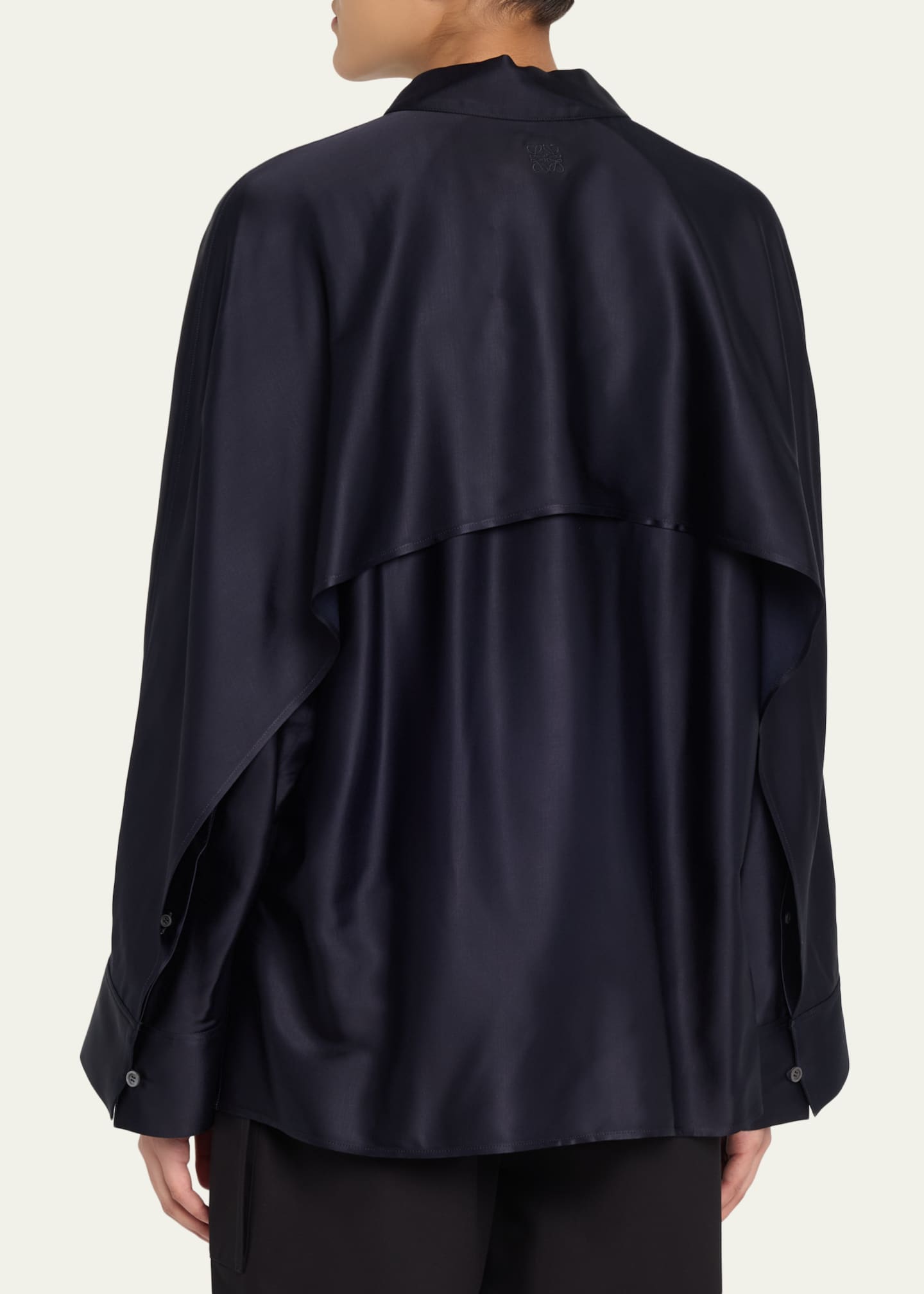 Loewe Satin Button-Down Cape Shirt - Bergdorf Goodman