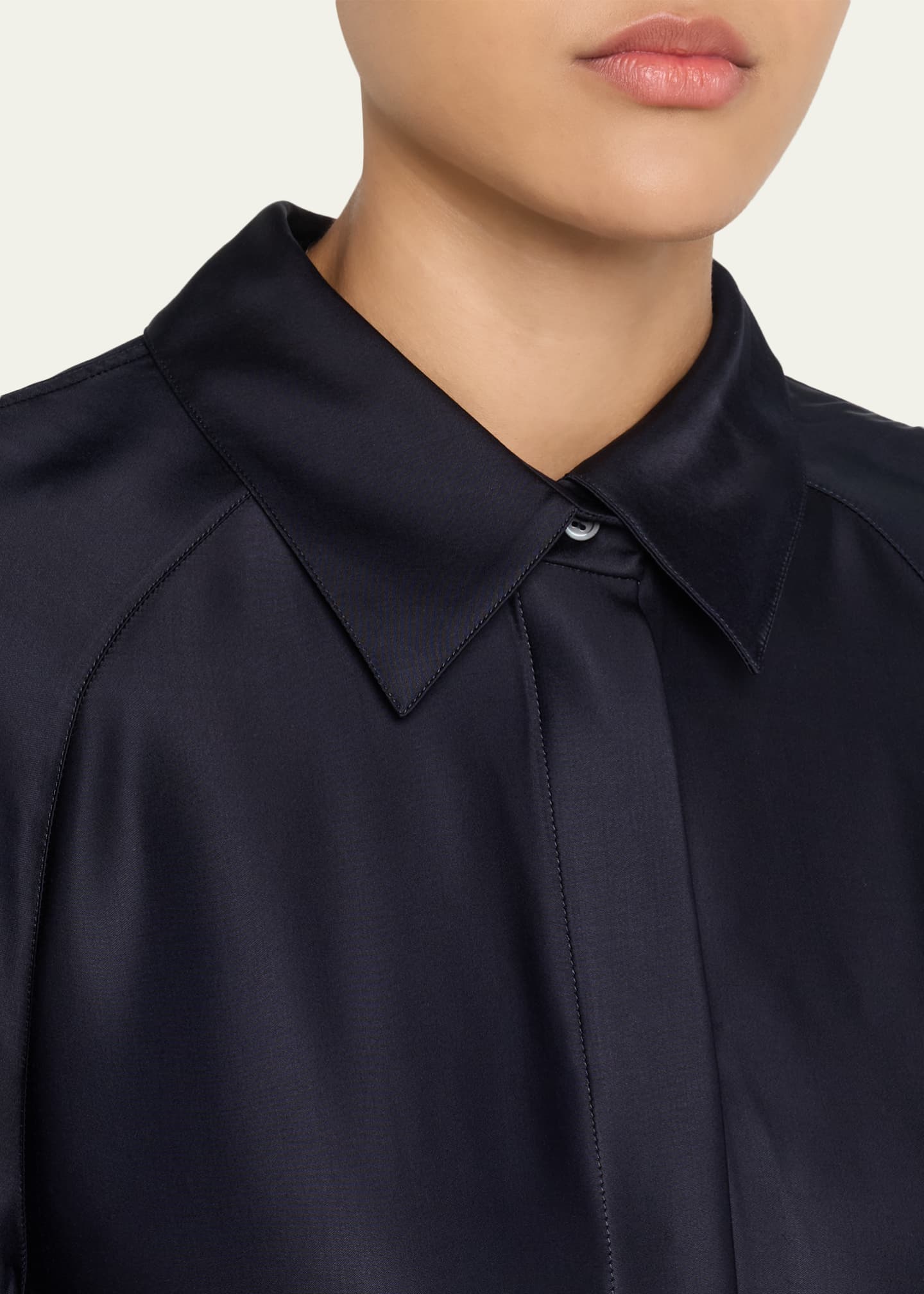LOEWE サテン　シャツ Loewe Satin Button-Down Cape Shirt - Bergdorf Goodman