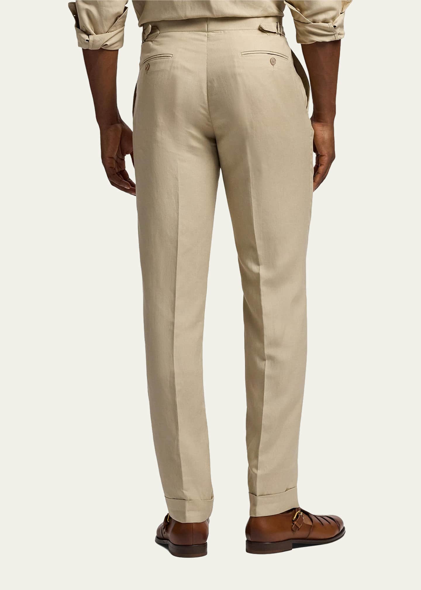 Ralph Lauren Purple Label Men's Silk and Linen Straight Leg Flat