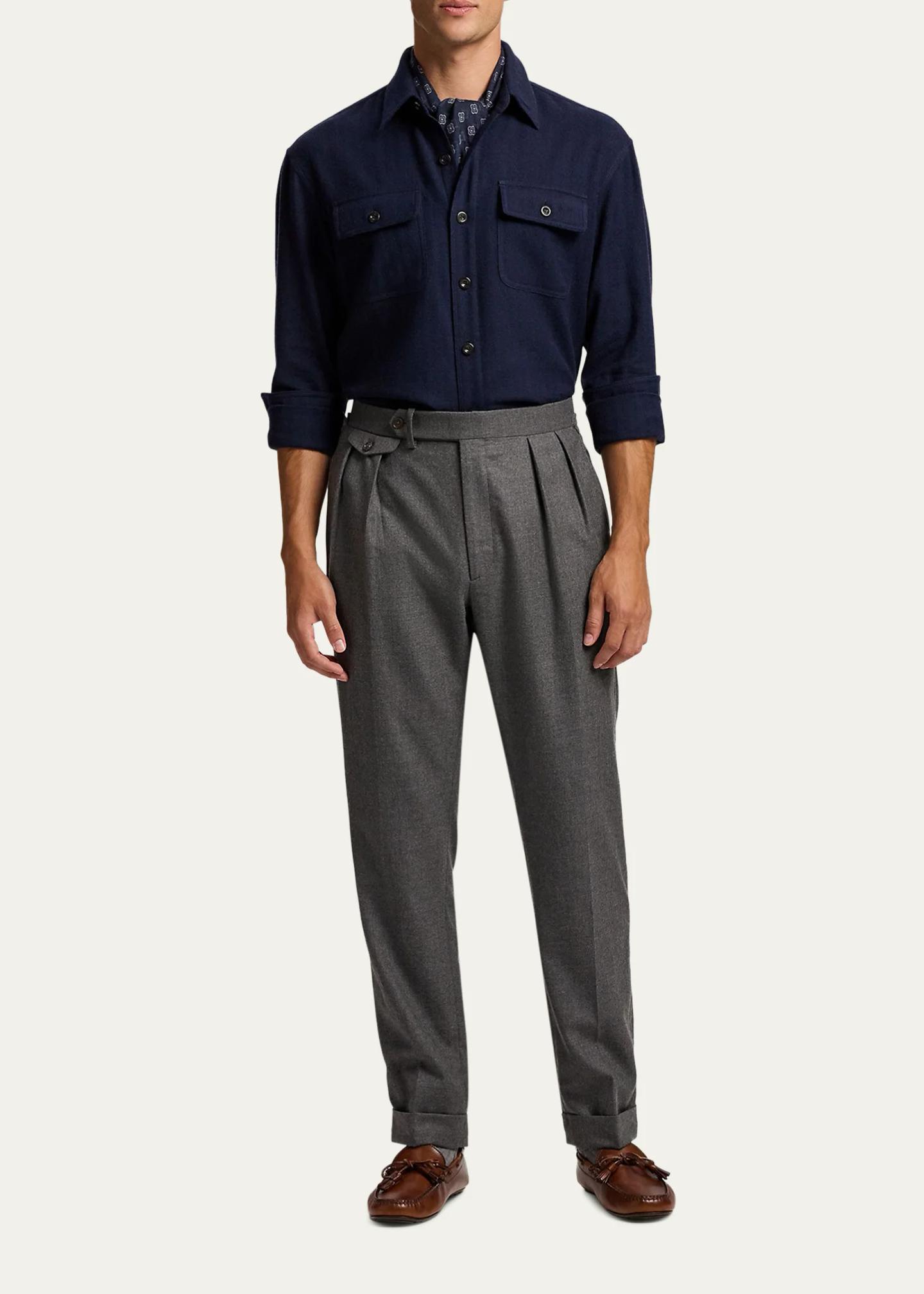Ralph Lauren Purple Label Men's Worsted Wool Flannel Trousers