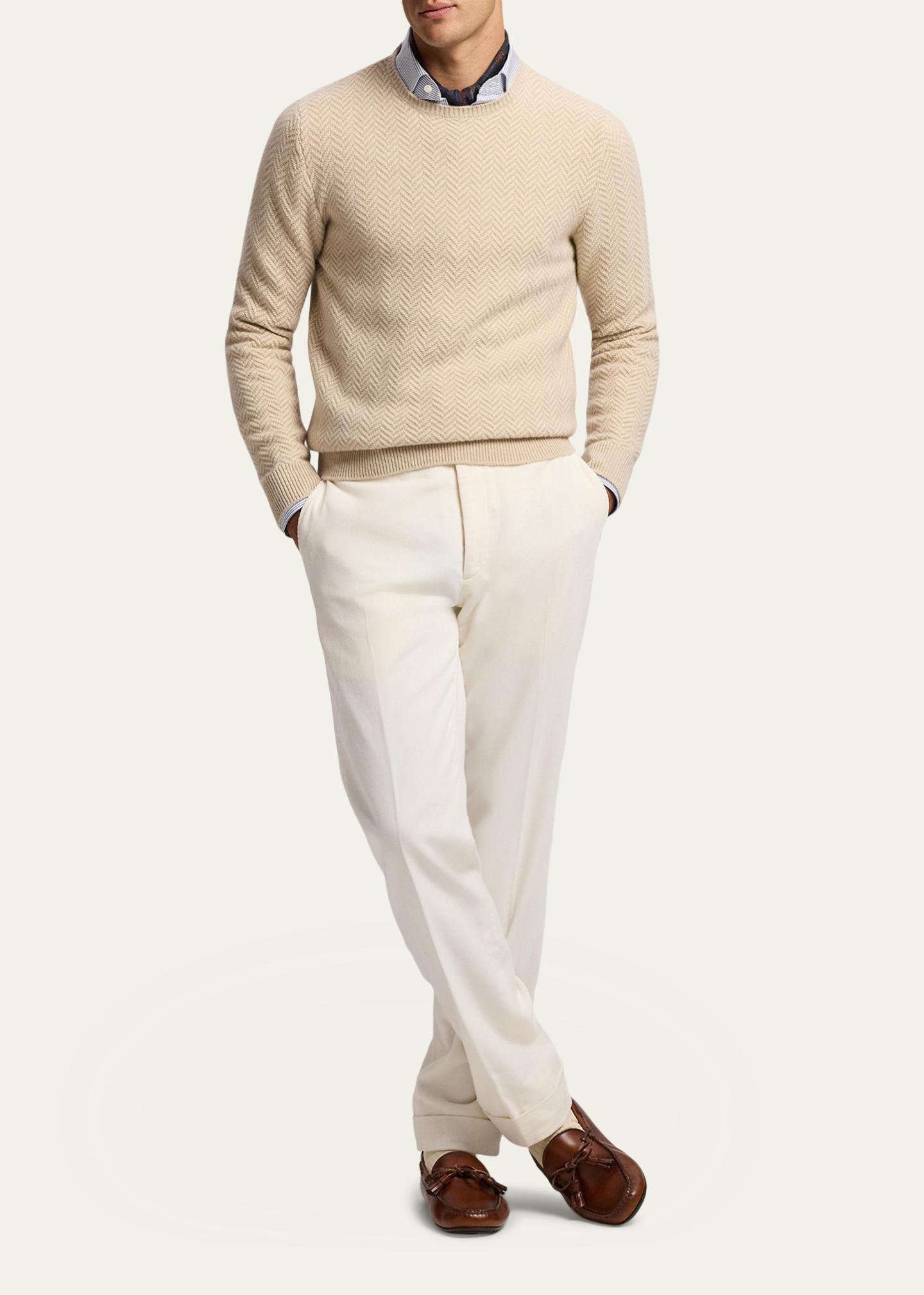 Ralph Lauren Purple Label Textured Herringbone Cashmere Sweater