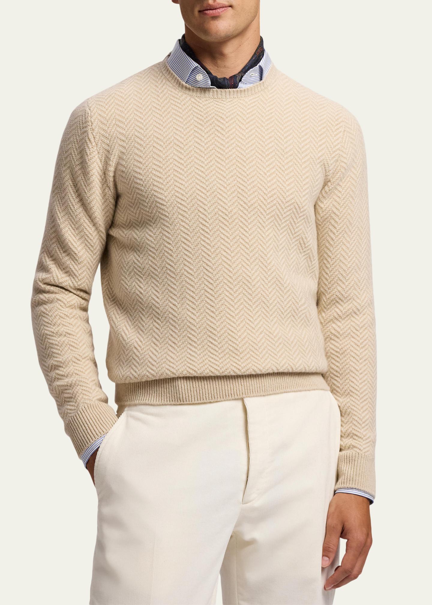 Ralph Lauren Purple Label Textured Herringbone Cashmere Sweater