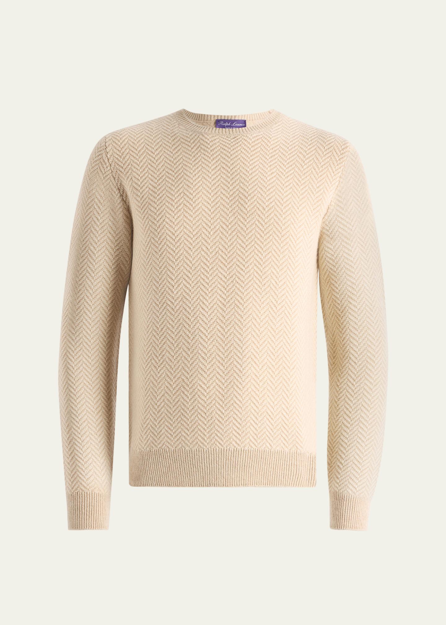 Ralph Lauren Purple Label Textured Herringbone Cashmere Sweater