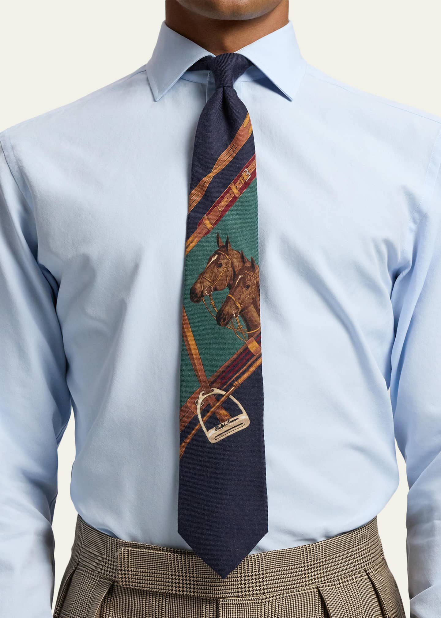 Ralph Lauren Purple Label Men's Equestrian-Print Cashmere/Silk Tie