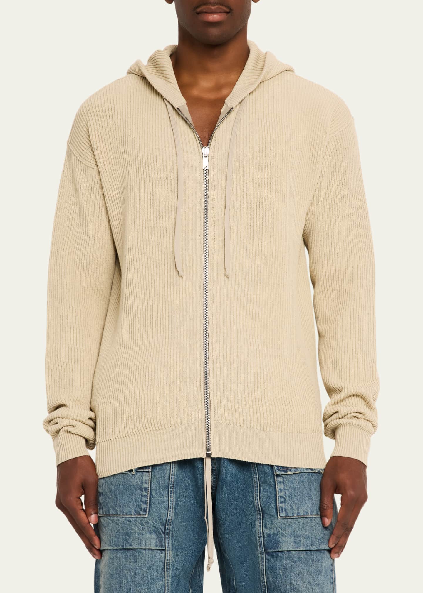 Rick Owens Men's Ribbed Wool Hoodie - Bergdorf Goodman