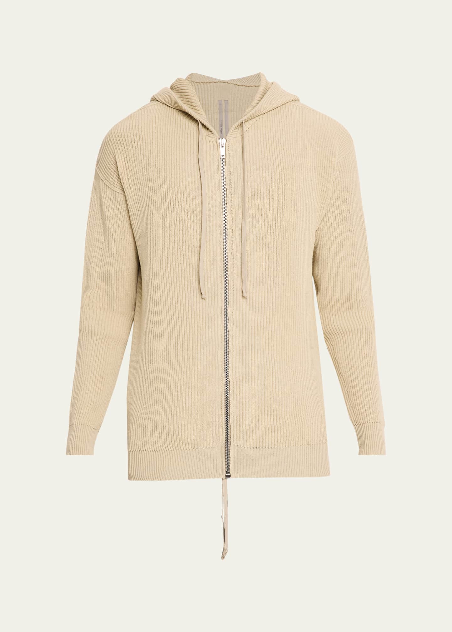 Rick Owens Men's Ribbed Wool Hoodie - Bergdorf Goodman