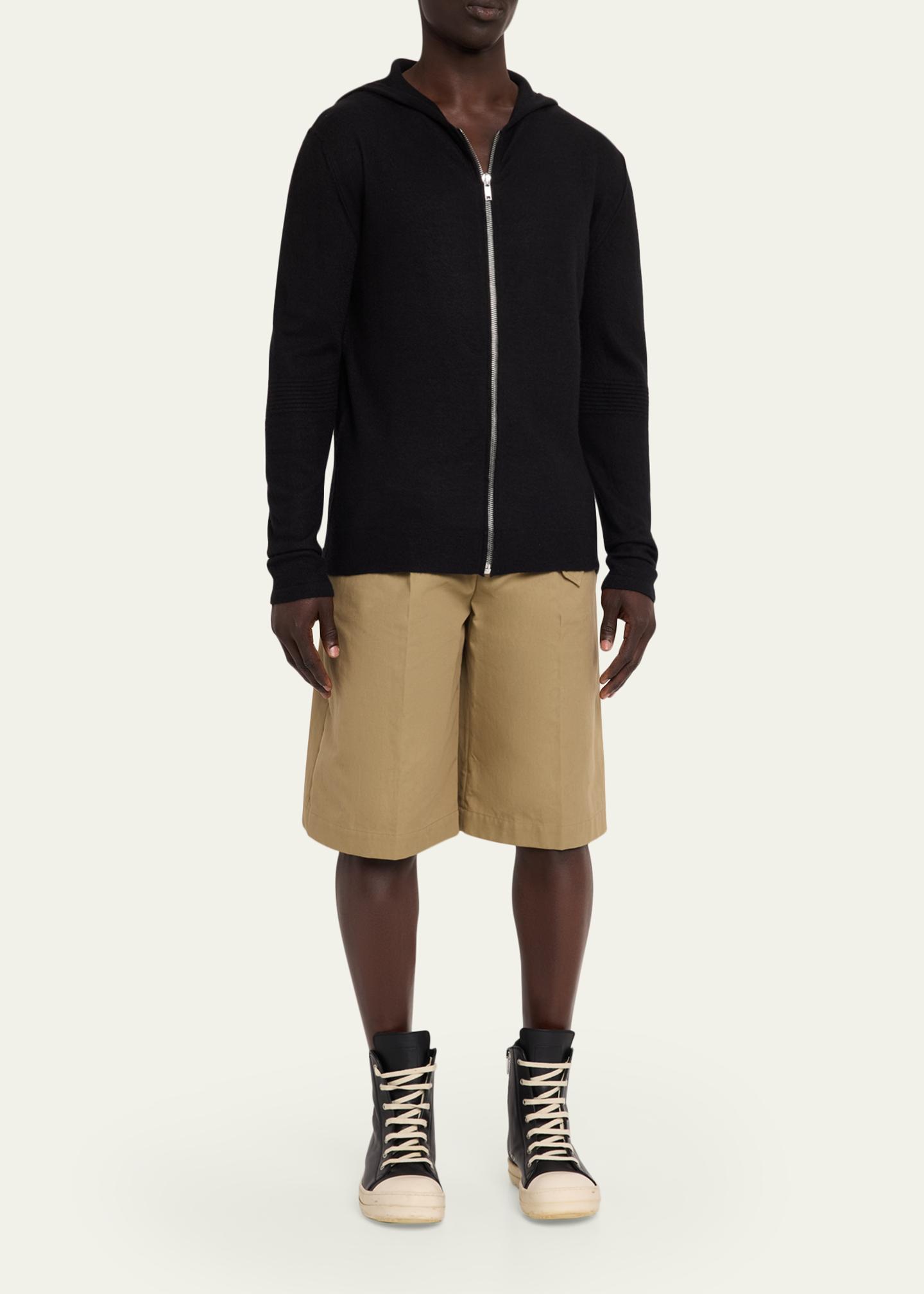 Rick Owens Men's Black Boiled Cashmere Zip-Front Hoodie - Bergdorf