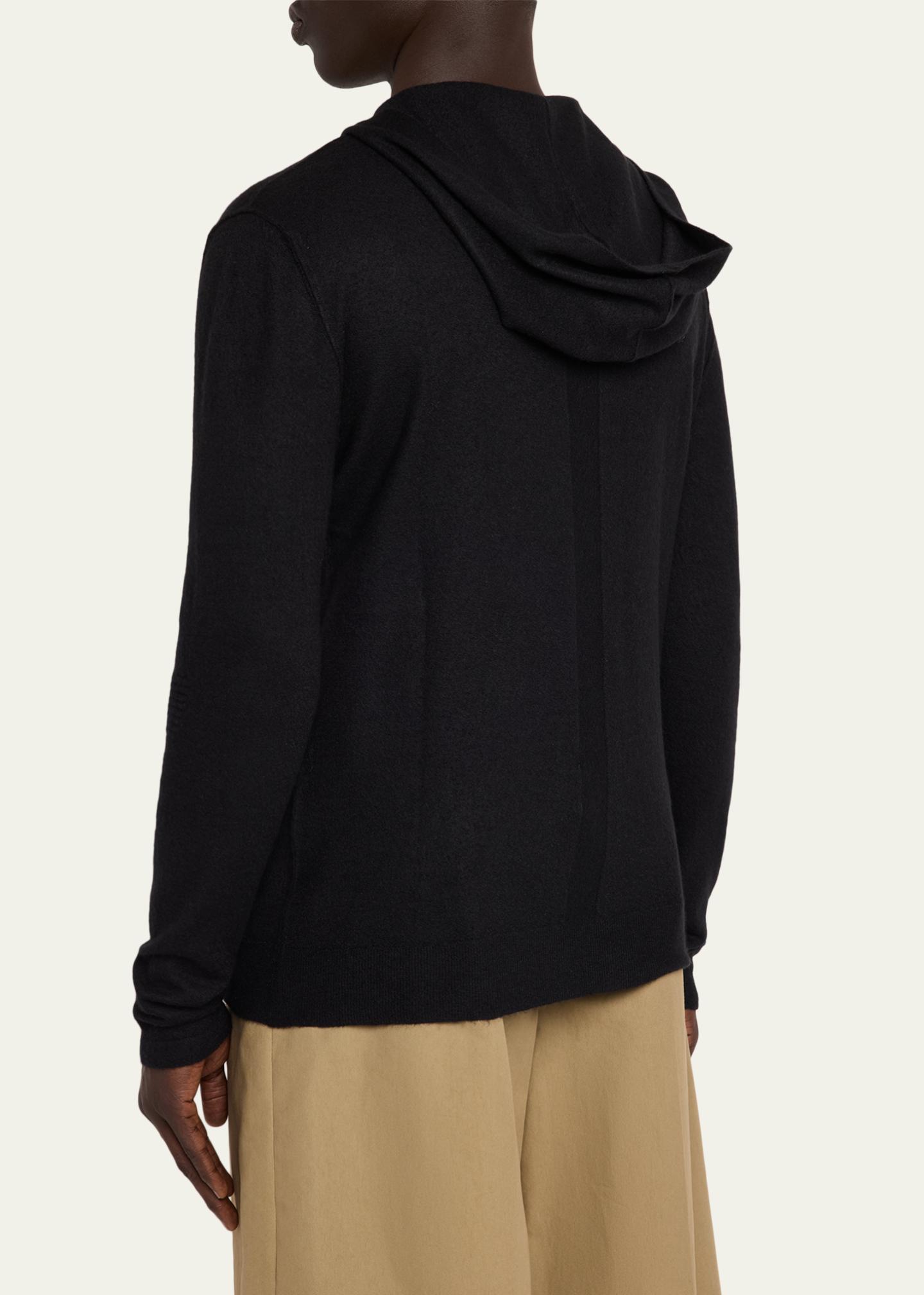 Rick Owens Men's Black Boiled Cashmere Zip-Front Hoodie - Bergdorf