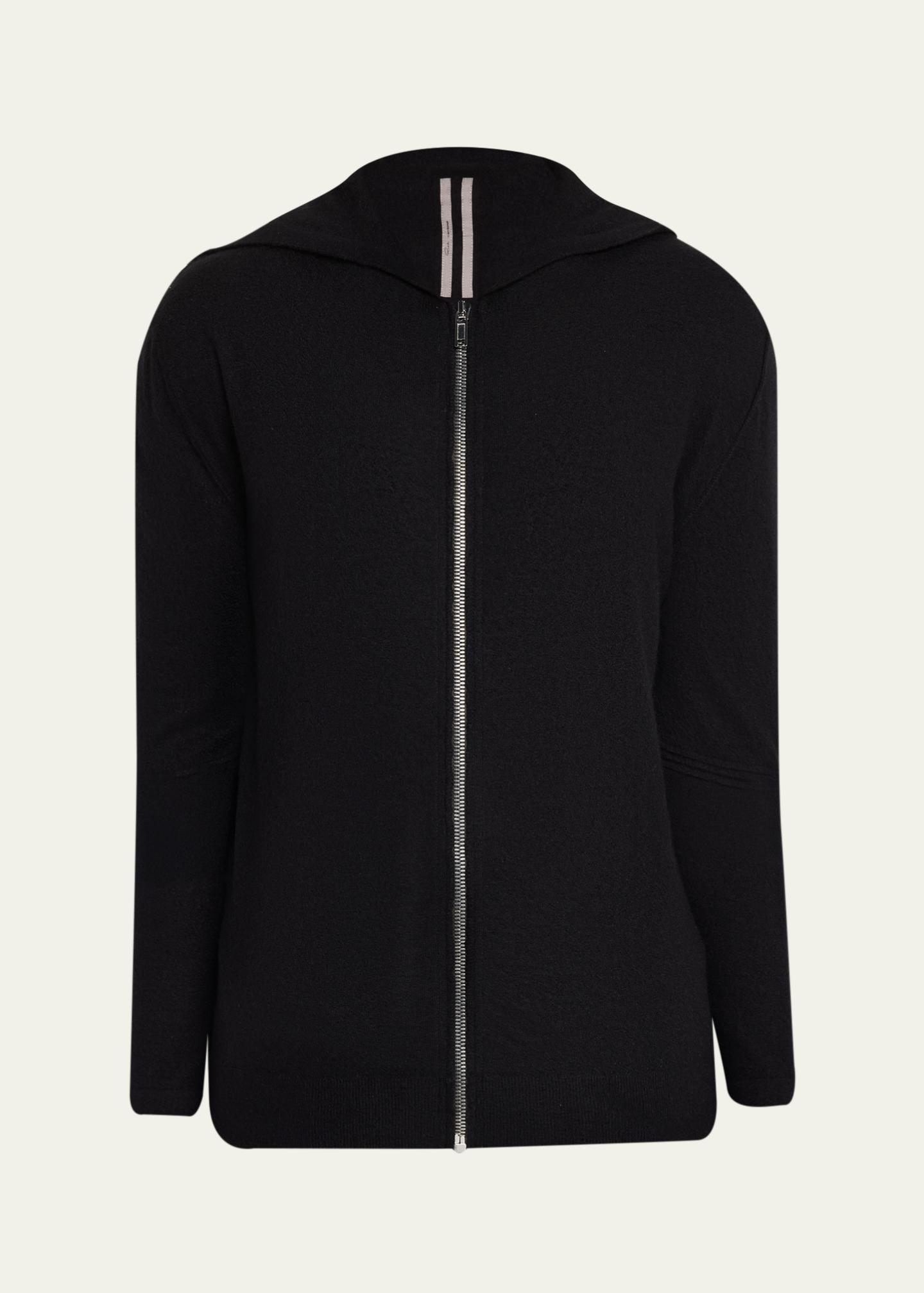 Rick Owens Men's Black Boiled Cashmere Zip-Front Hoodie - Bergdorf