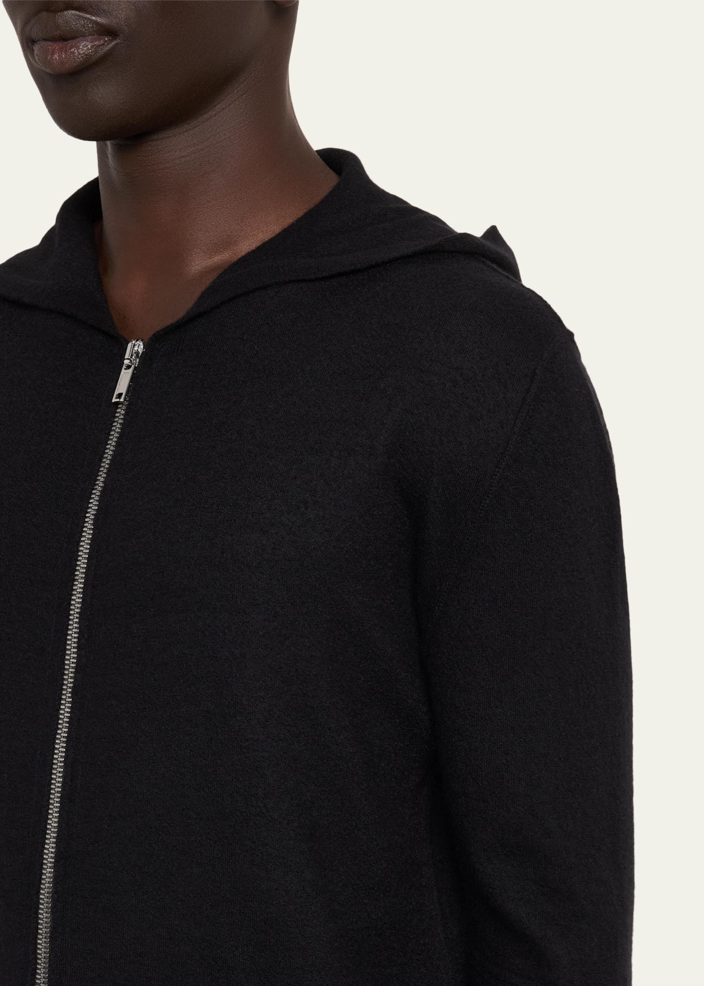 Rick Owens Men's Black Boiled Cashmere Zip-Front Hoodie - Bergdorf