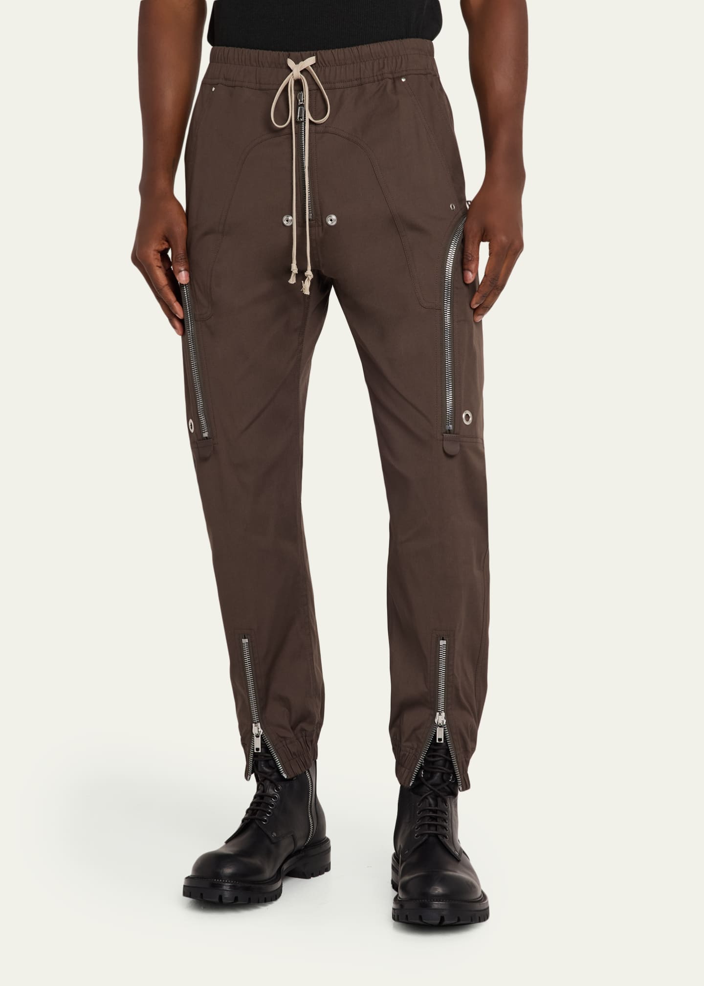 Rick Owens Men's Bauhaus Heavy Cotton Poplin Cargo Trousers