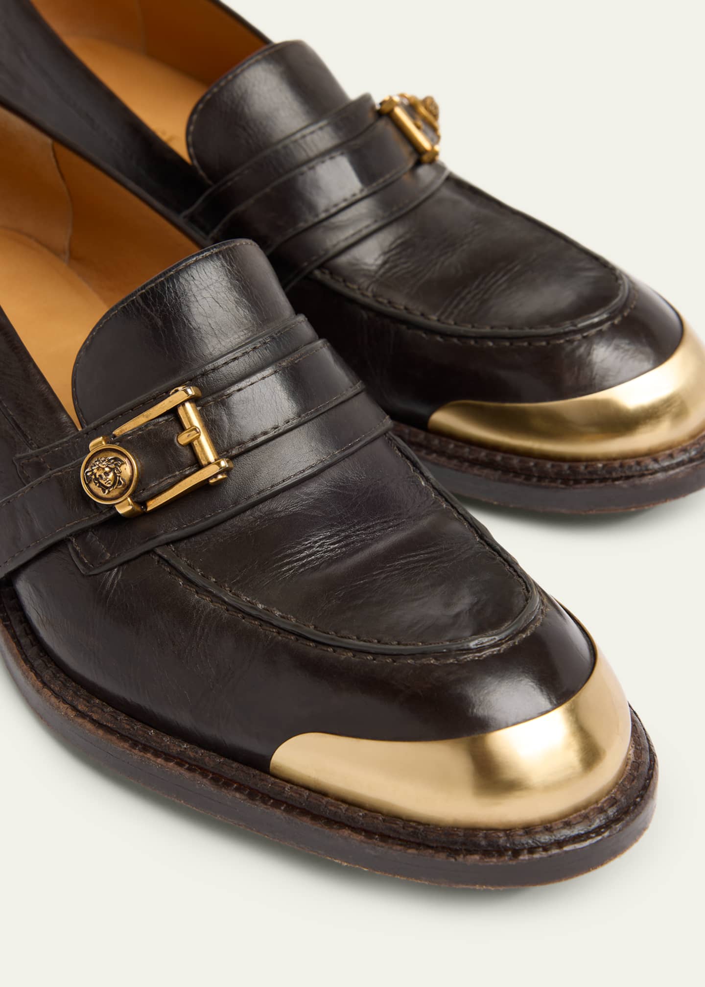 Versace Men's Medusa Buckle Calf Leather Loafers - Bergdorf Goodman