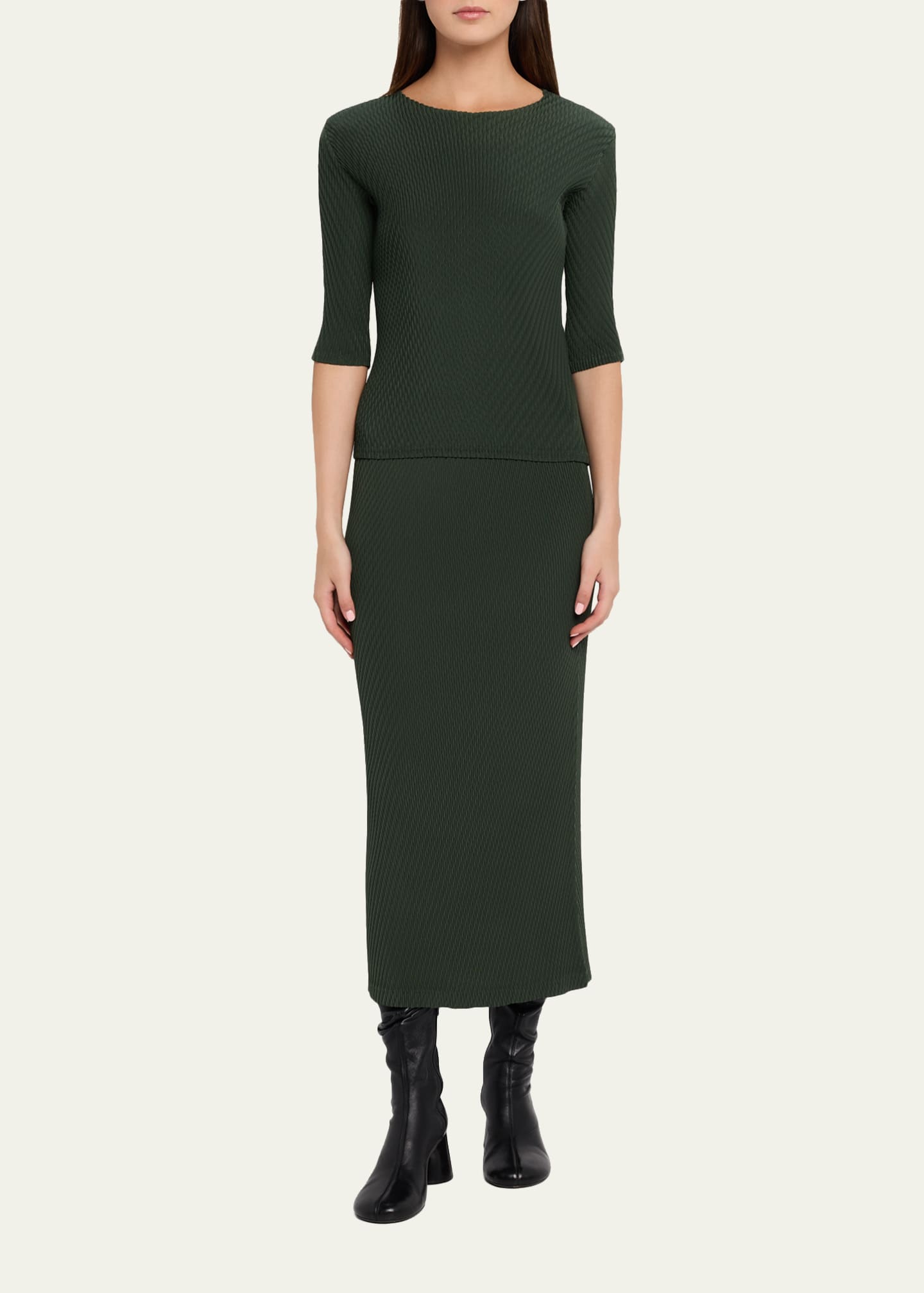 激レア　ISSEY MIYAKE IM33FT059/2 Issey Miyake Rhombus Double-Pleated Midi Skirt - Bergdorf Goodman
