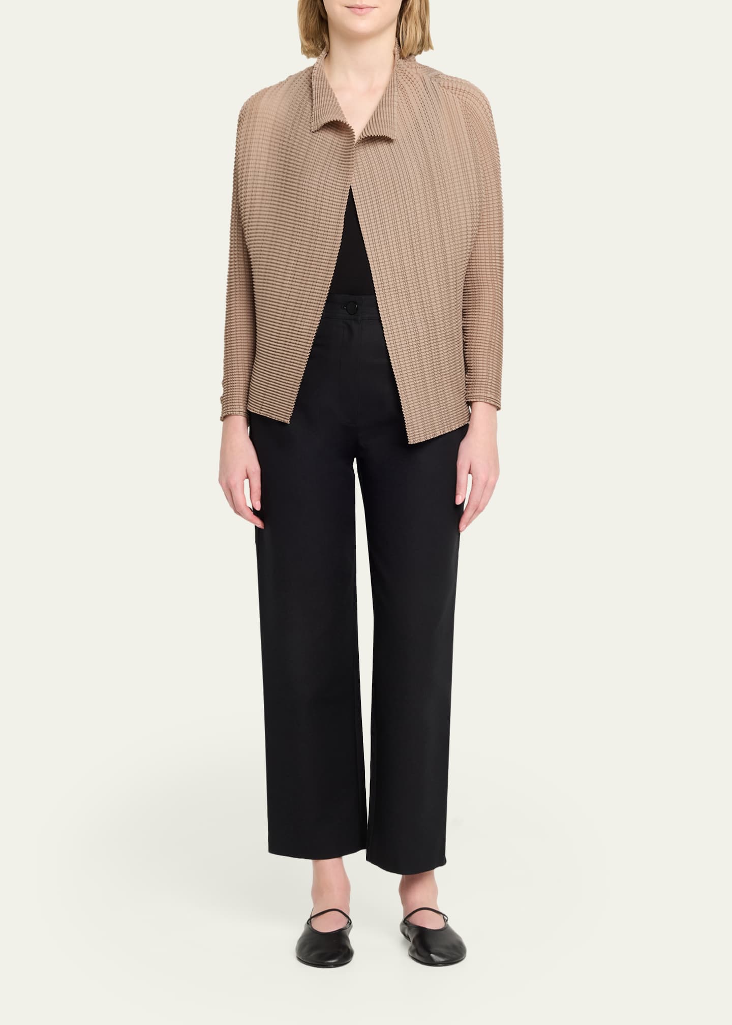 Issey Miyake Textured Pleated Long-Sleeve Open Jacket - Bergdorf