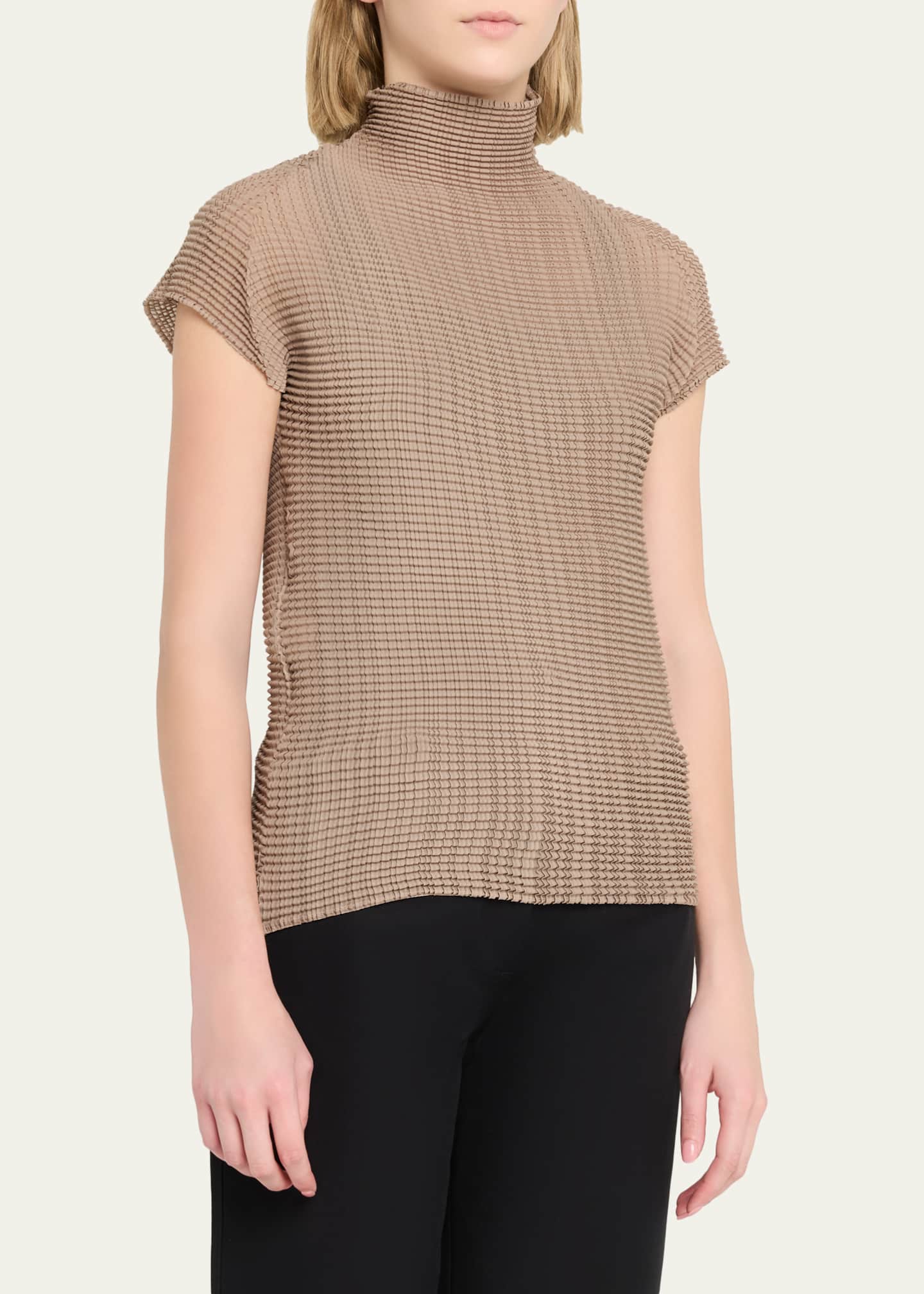 Issey Miyake Wooly Pleats Mock-Neck Top - Bergdorf Goodman