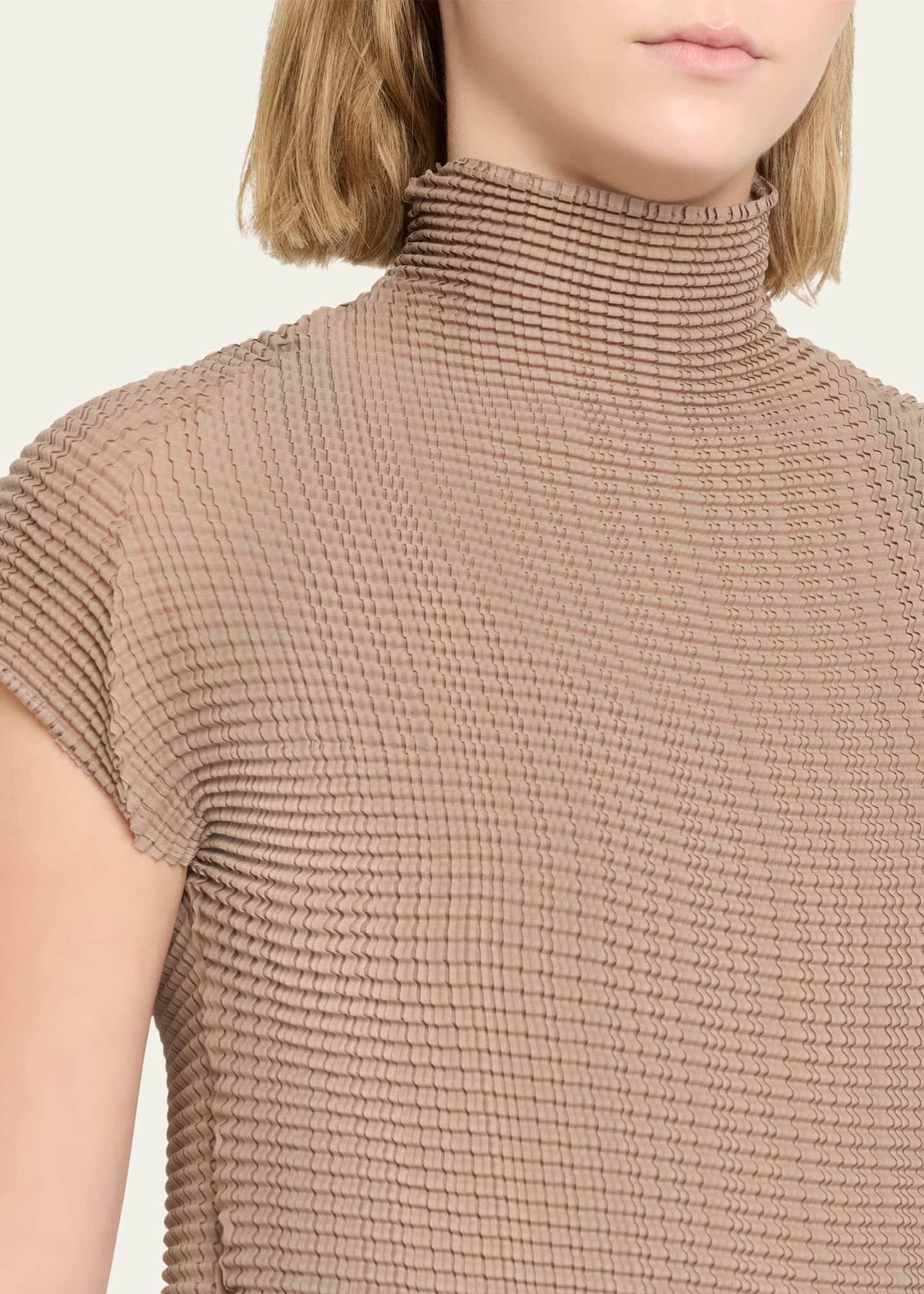 Issey Miyake Wooly Pleats Mock-Neck Top - Bergdorf Goodman