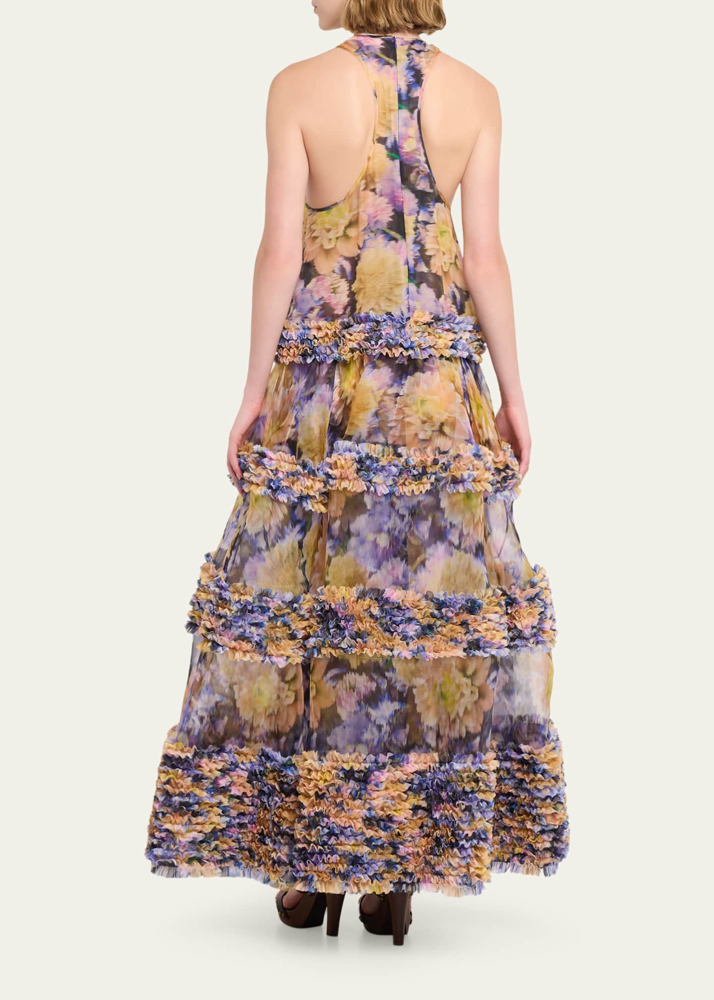zimmermann maxi dress Indra Waisted | Cream Khaki Scarf Floral Crafted of linen and silk Indra Long Sleeve Maxi Dress
