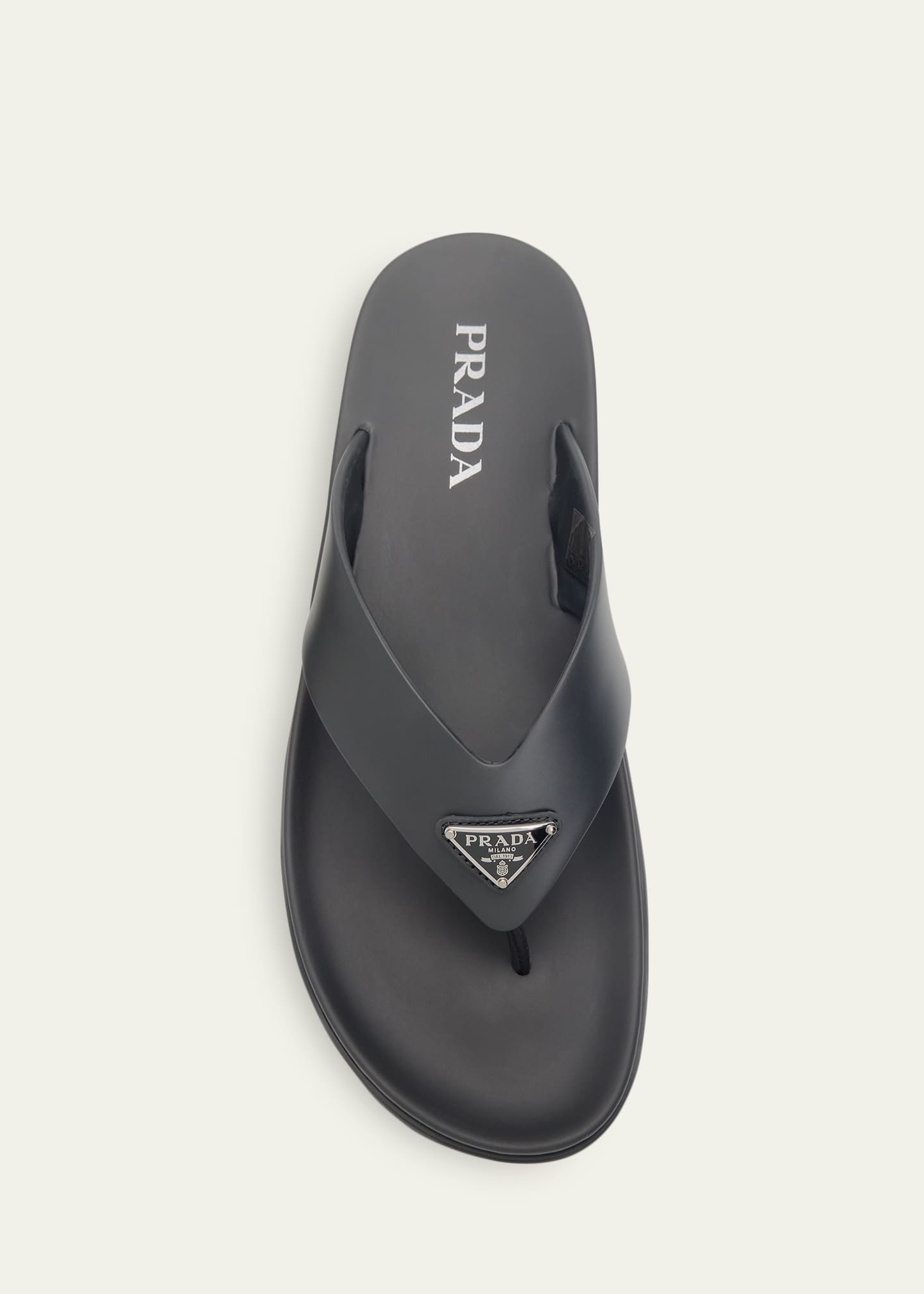 Prada Men's Enameled Triangle Logo Rubber Thong Sandals - Bergdorf