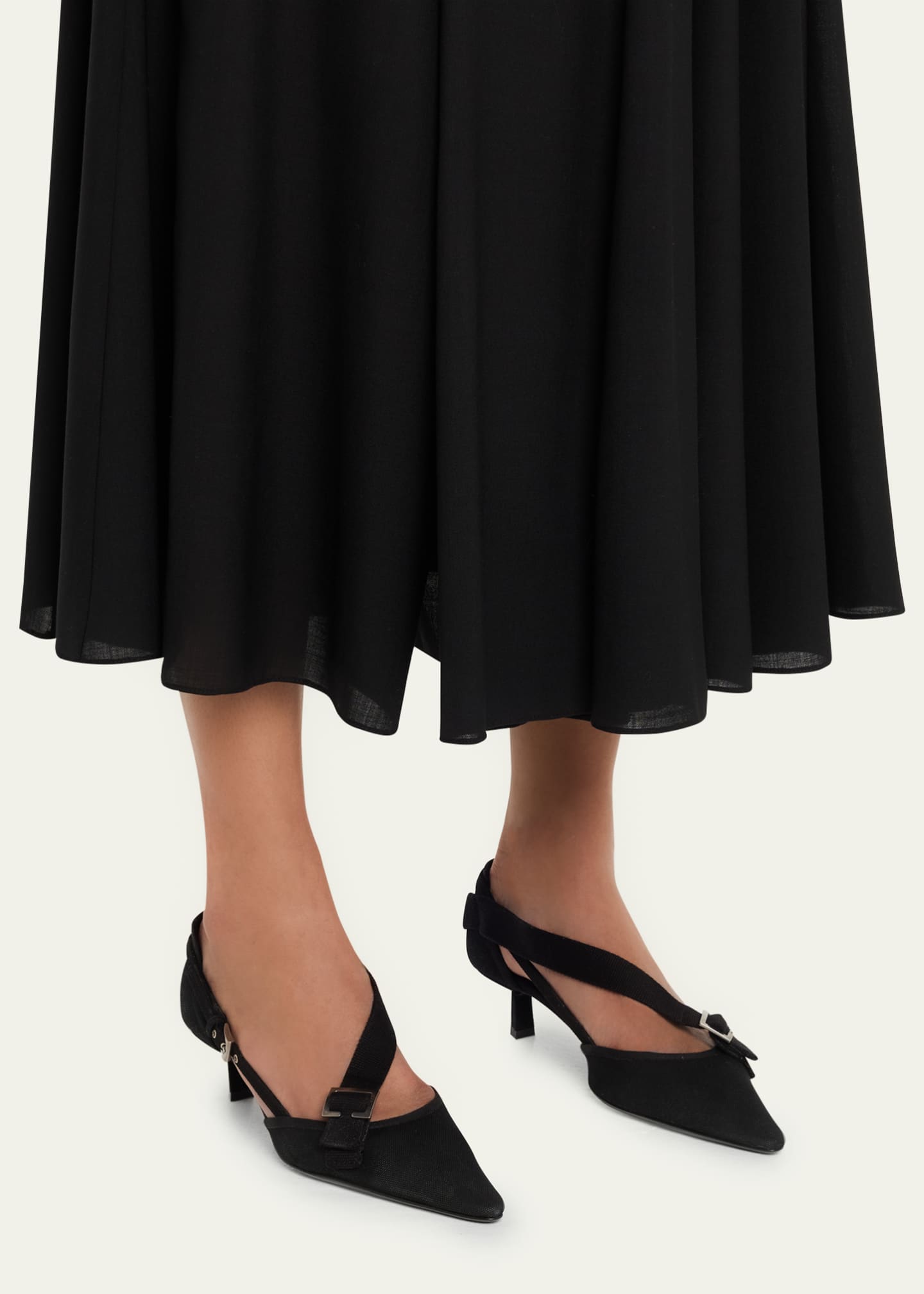 PRADA ギャザーパンプス Prada 45mm Asymmetric Canvas Pumps - Bergdorf Goodman