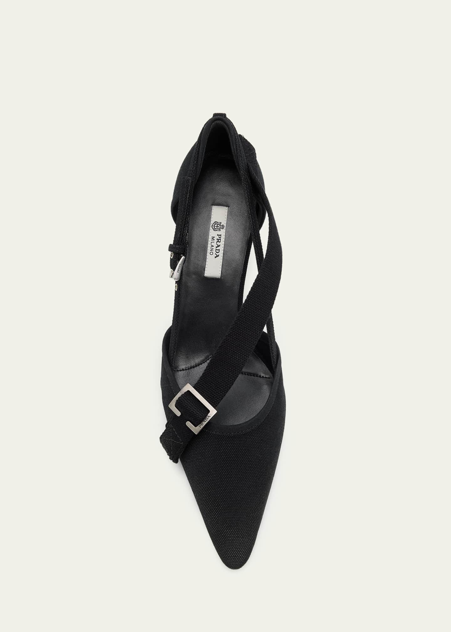 PRADA ギャザーパンプス Prada 45mm Asymmetric Canvas Pumps - Bergdorf Goodman