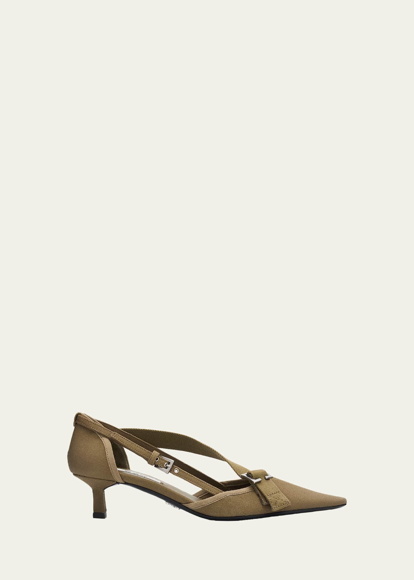 プラダ　パンプス Prada 45mm Asymmetric Canvas Pumps - Bergdorf Goodman
