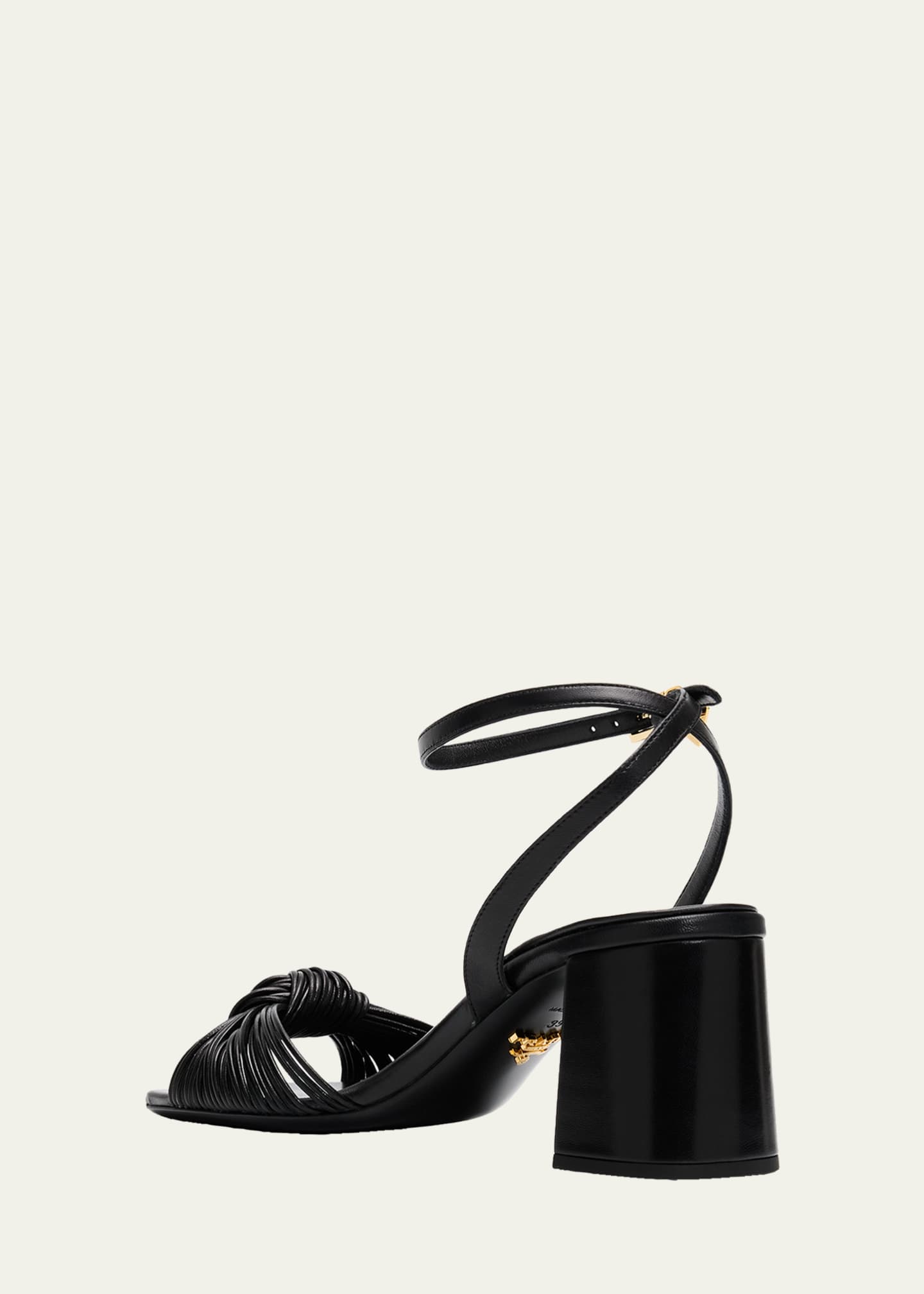Prada 65mm Knotted Leather Block-Heel Sandals - Bergdorf Goodman