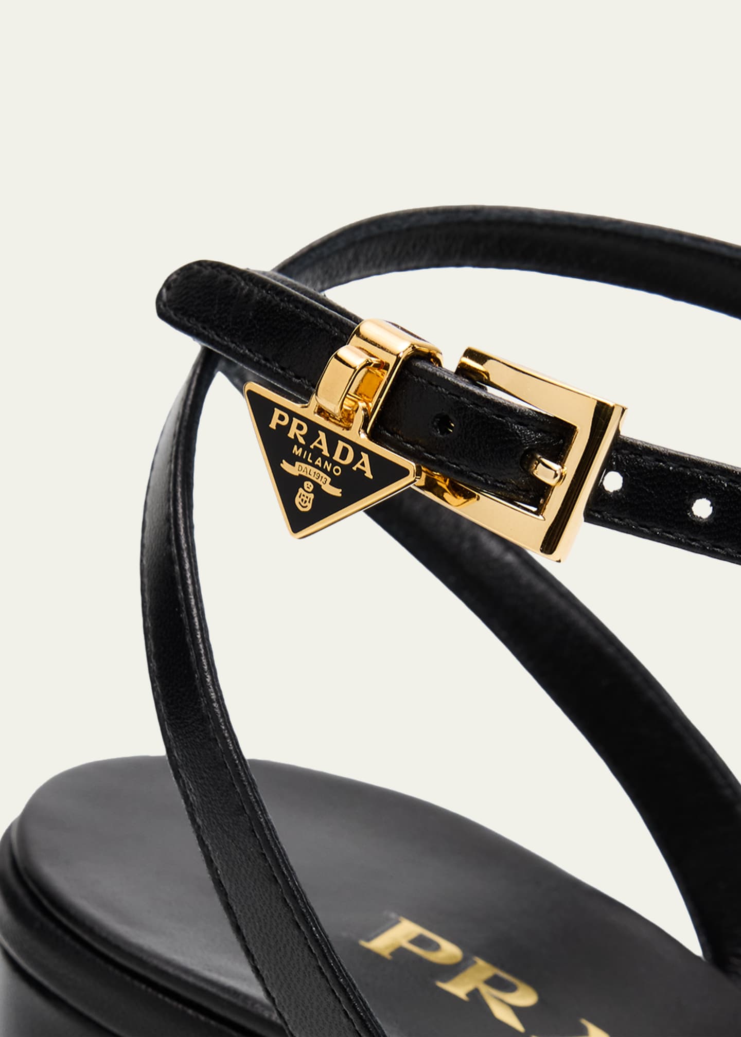 Prada 65mm Knotted Leather Block-Heel Sandals - Bergdorf Goodman