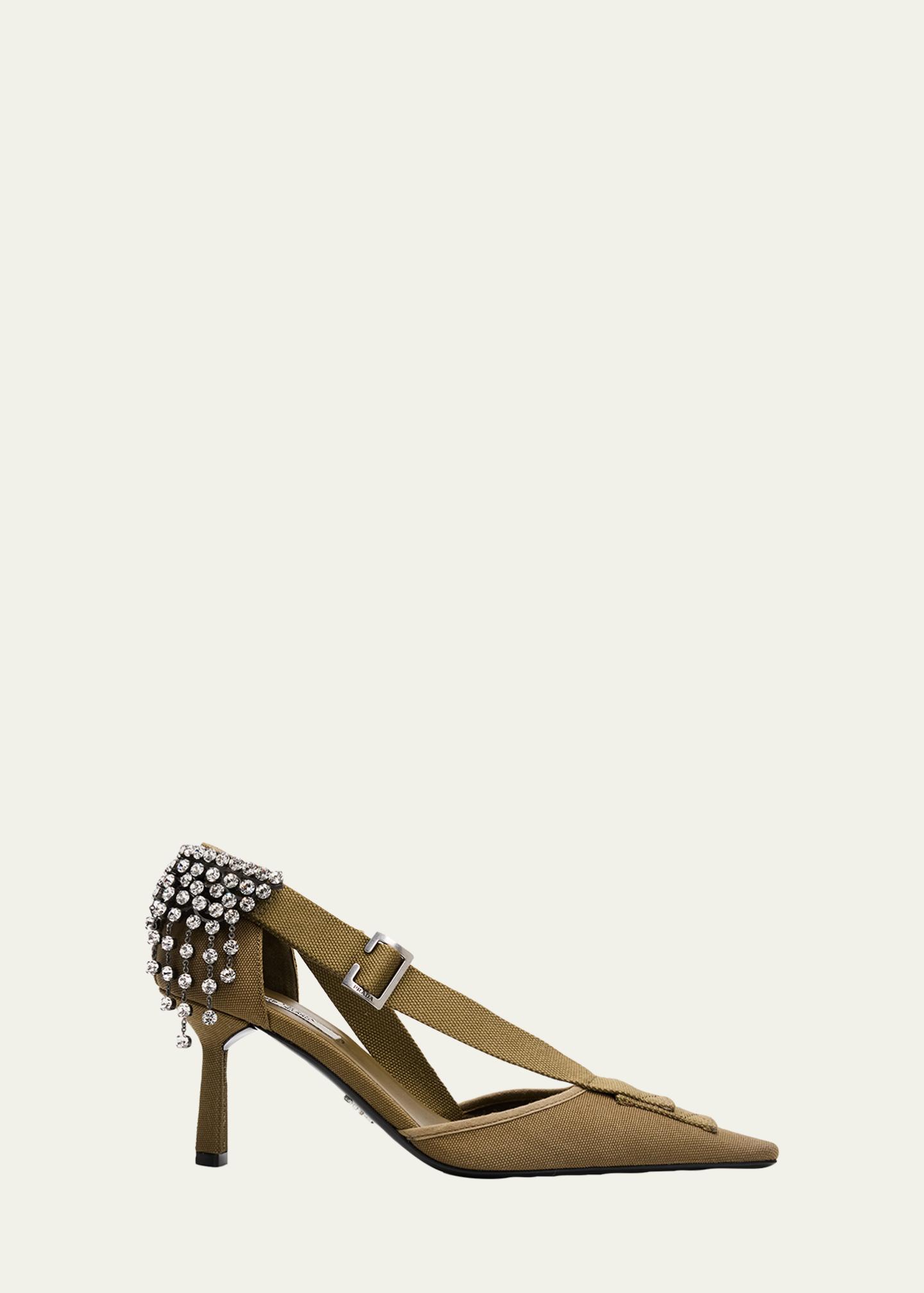 Prada 75mm Embellished Canvas Pumps - Bergdorf Goodman