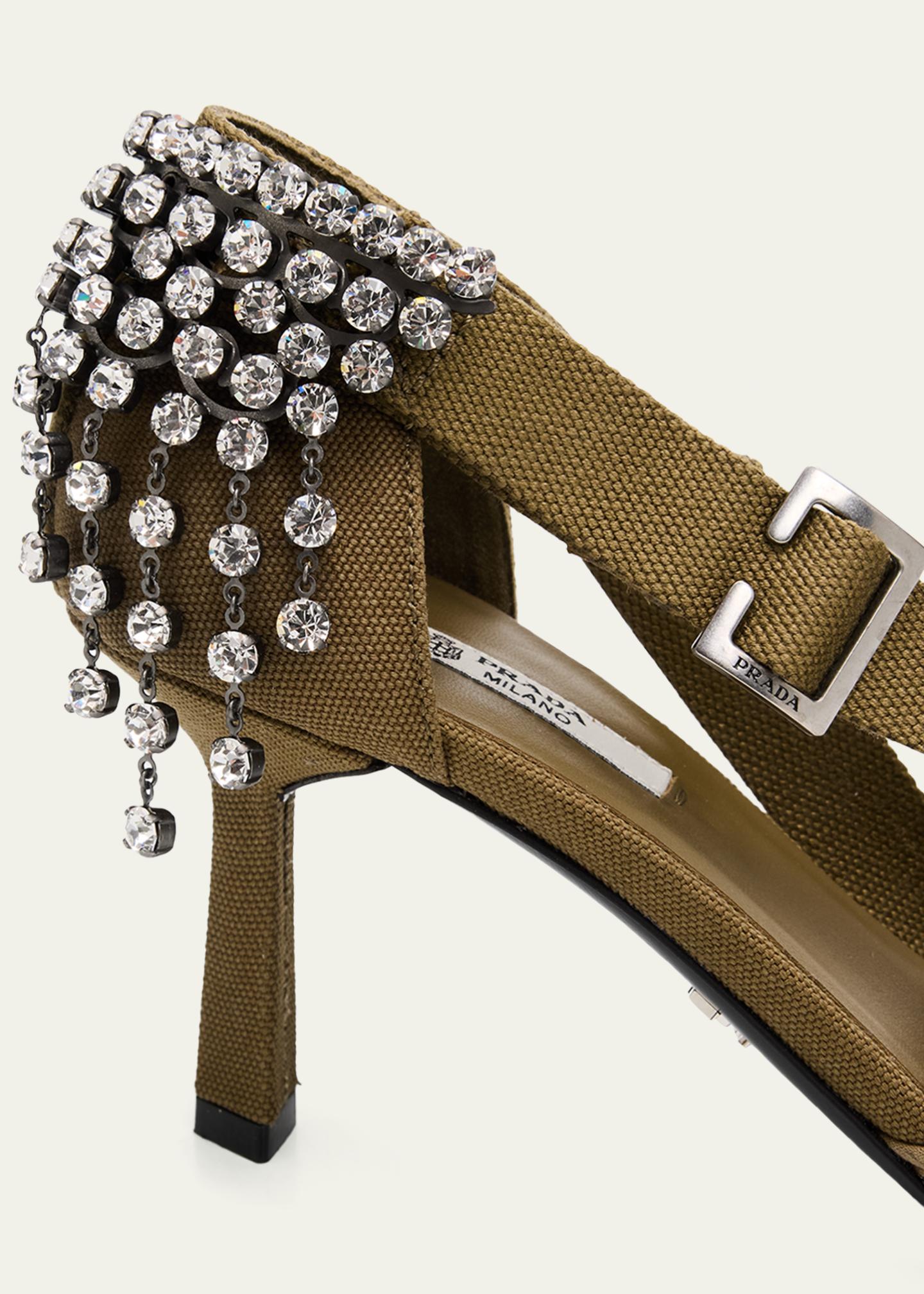 Prada 75mm Embellished Canvas Pumps - Bergdorf Goodman