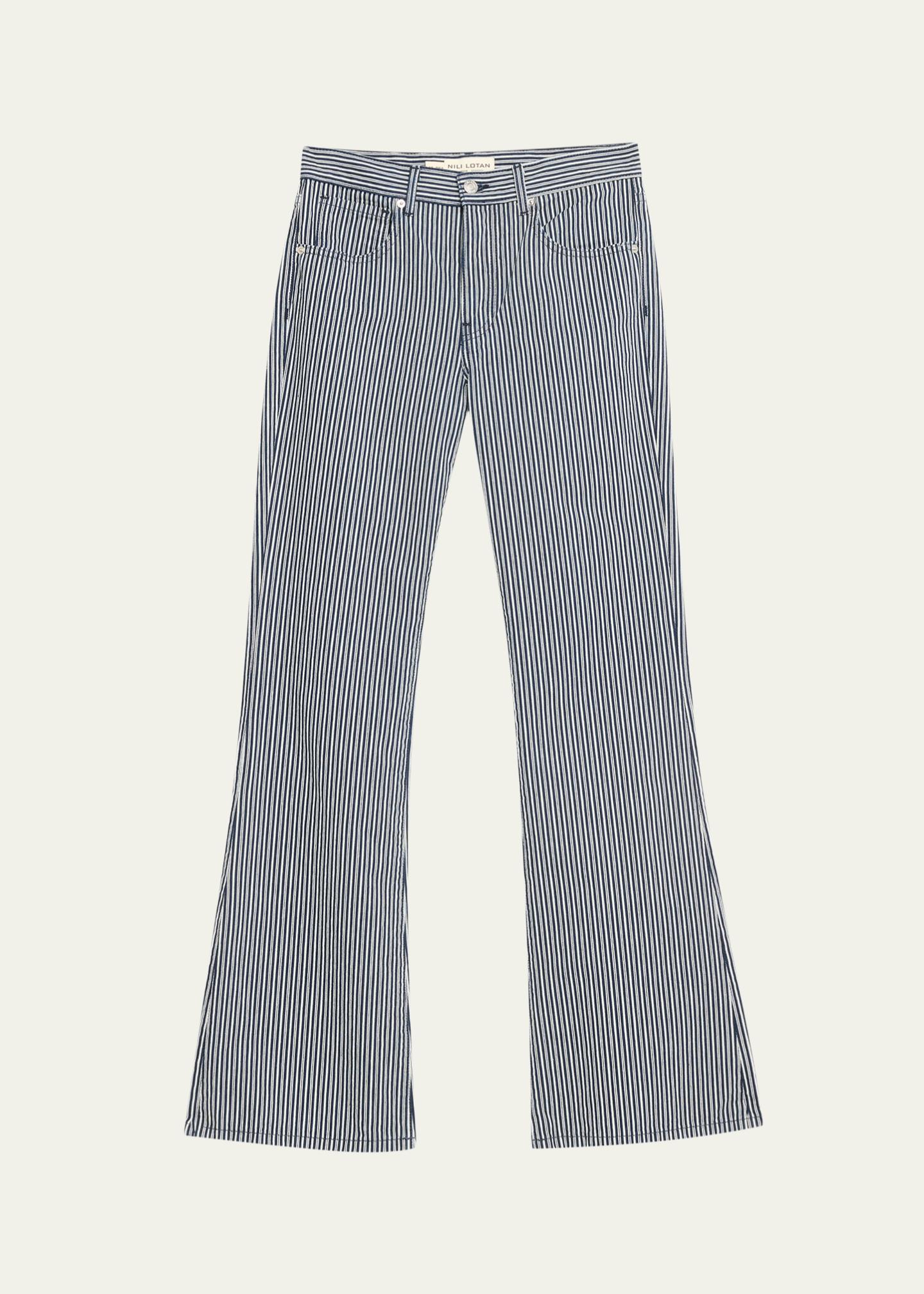 Nili Lotan Celia Striped Flare Jeans - Bergdorf Goodman